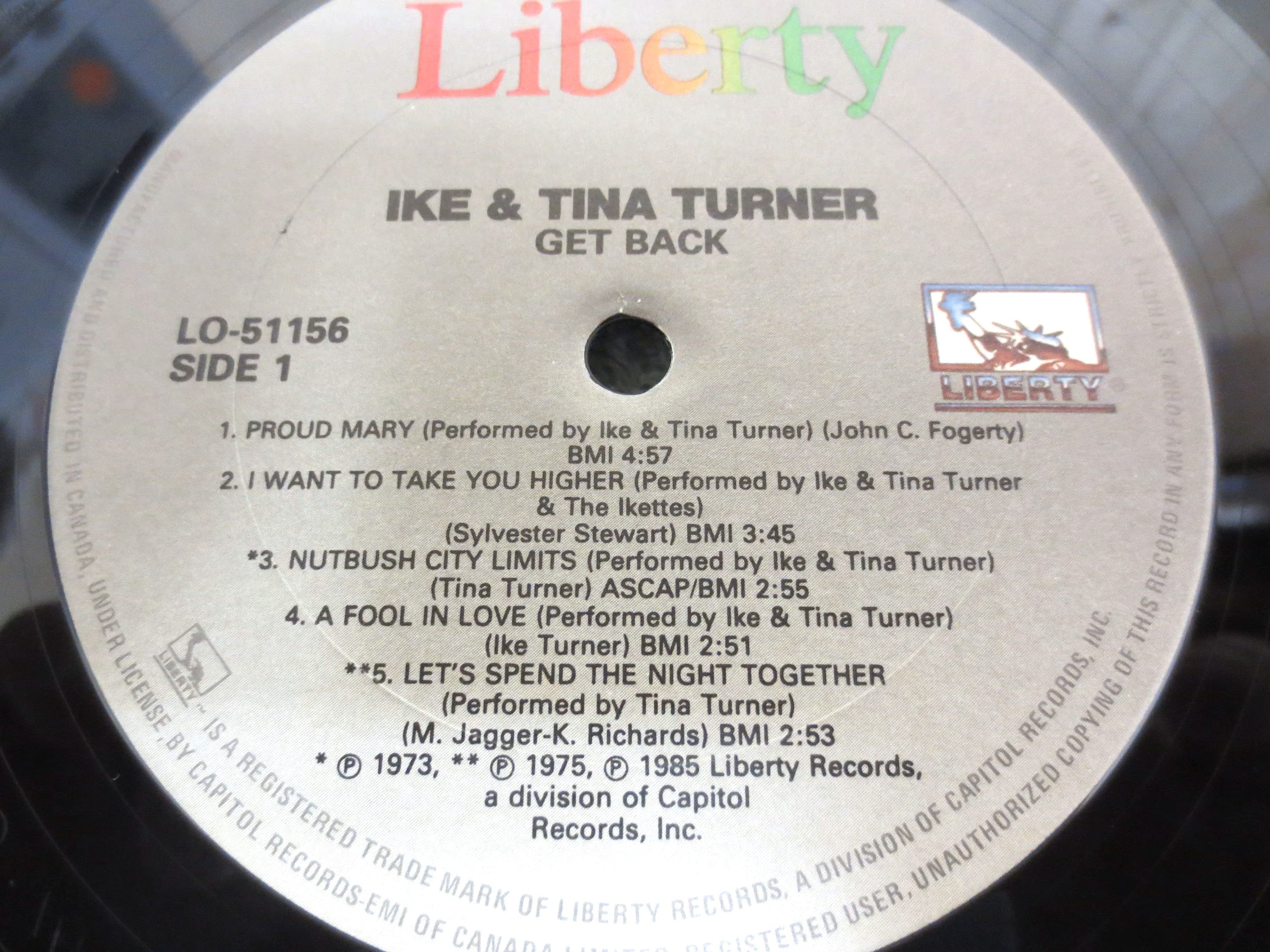 IKE & TINA TURNER, Get Back, Pop Rock, 1985 Record, Vinyl Lp