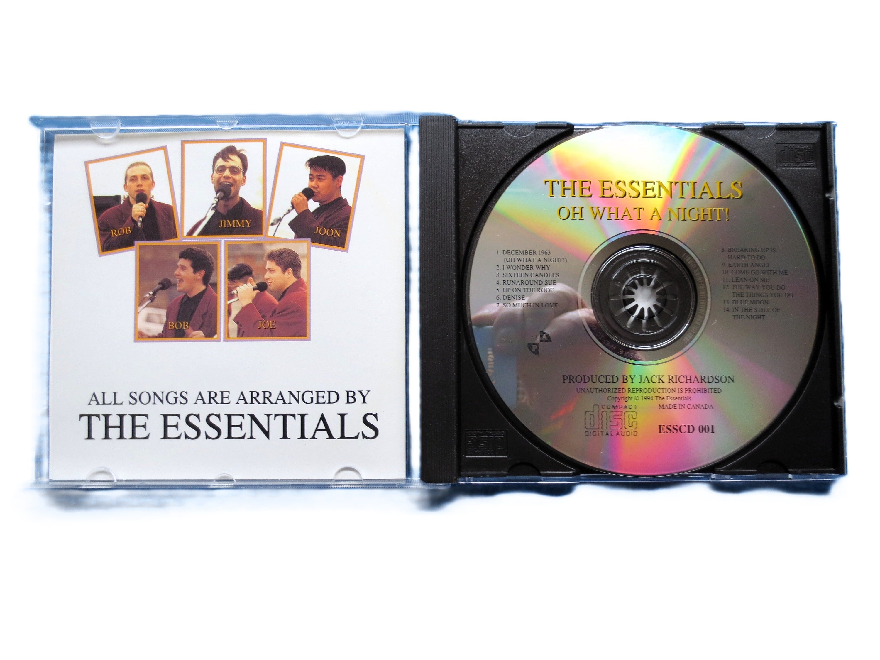 The ESSENTIALS, Oh What a NIGHT, The ESSENTIALS Cd, Merla-Mae Cd, Greatest Hits Cd, Barbershop Cd, Doo Wop Cd, 1994 Compact Disc