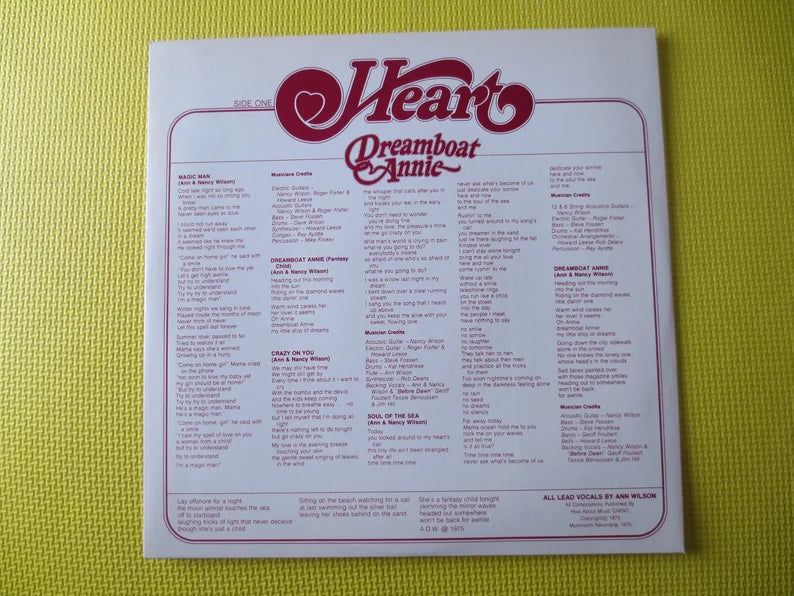 HEART, DREAMBOAT ANNIE, Heart Records, Heart Albums, Heart Vinyl, Heart Lps, Vintage Vinyl, Records, Vinyl, 1976 Records