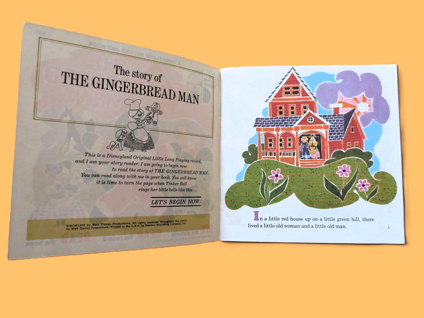 The GINGERBREAD MAN, 24-Page Book, 1969 Disneyland Record, Vinyl Lp