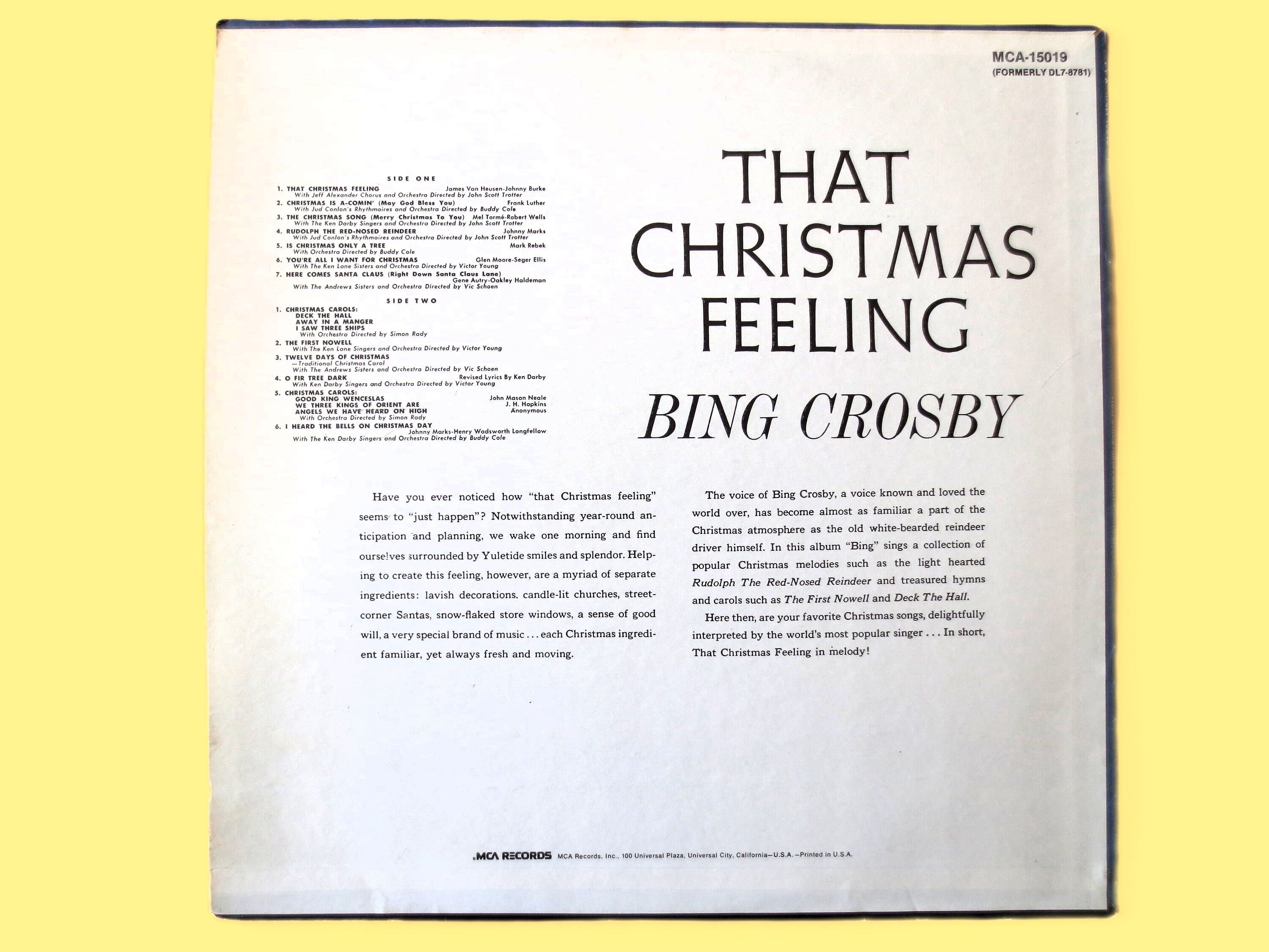 Bing Crosby – That Christmas Feeling (1973) Vinyl LP