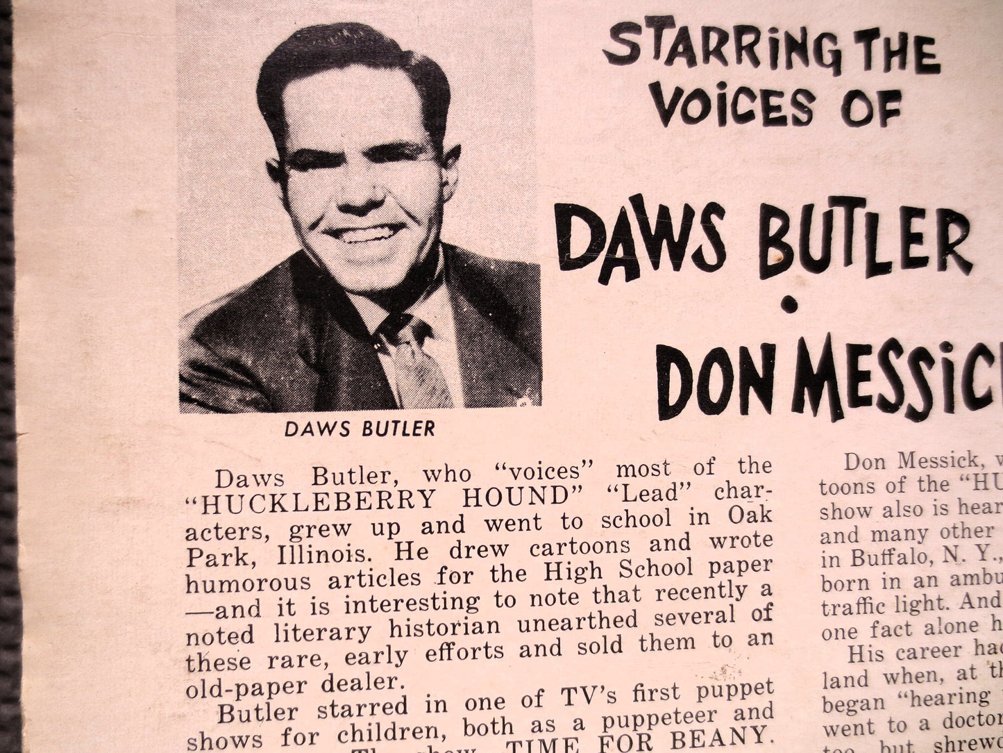 HUCKLEBERRY HOUND, Kellogg's TV Show, Vintage Album, 1959 Record, Vinyl Lp