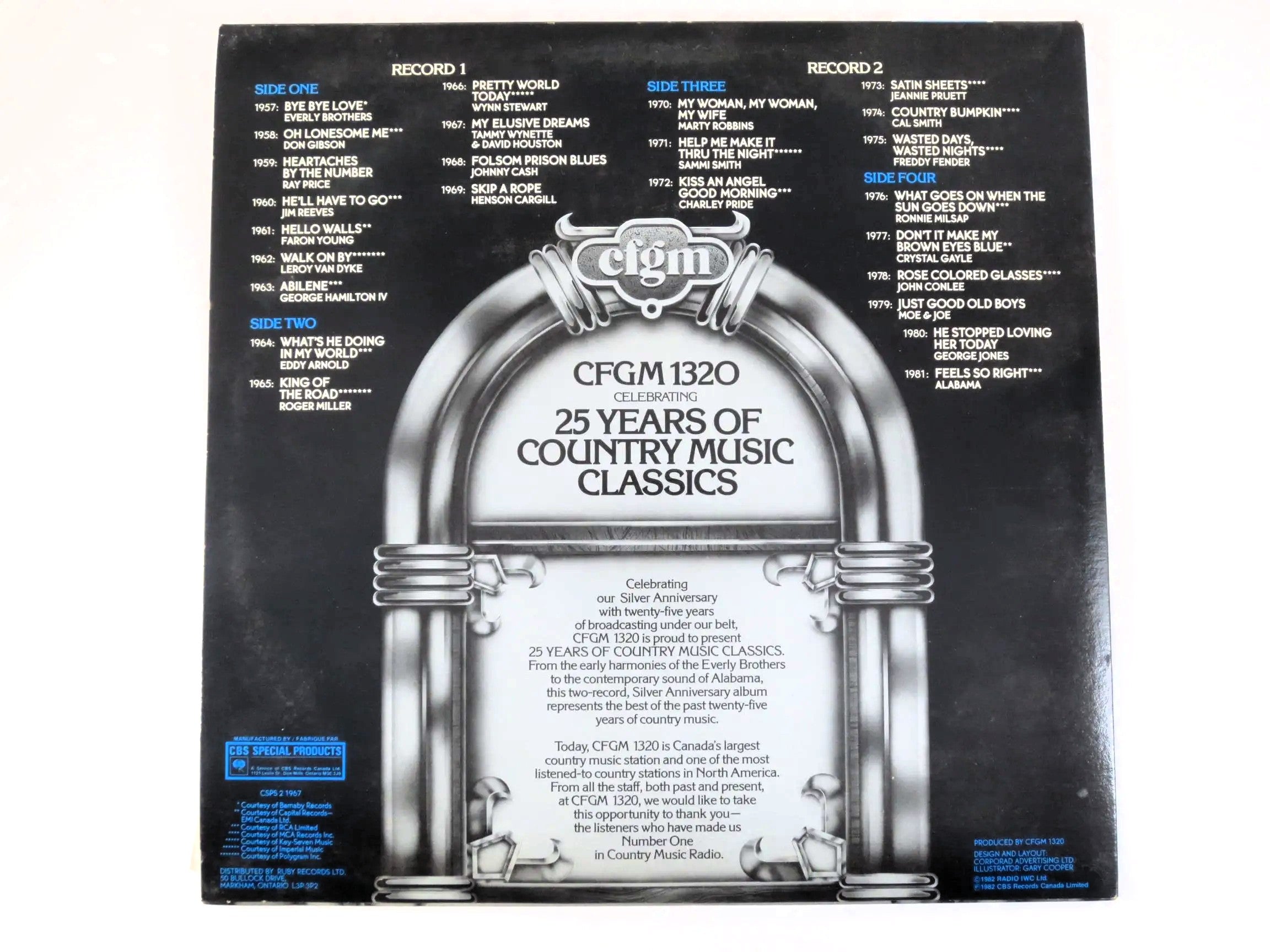 25 Years of Country Music Classics, CFGM 1320, Vintage Album, 1982 Record, Vinyl Lp