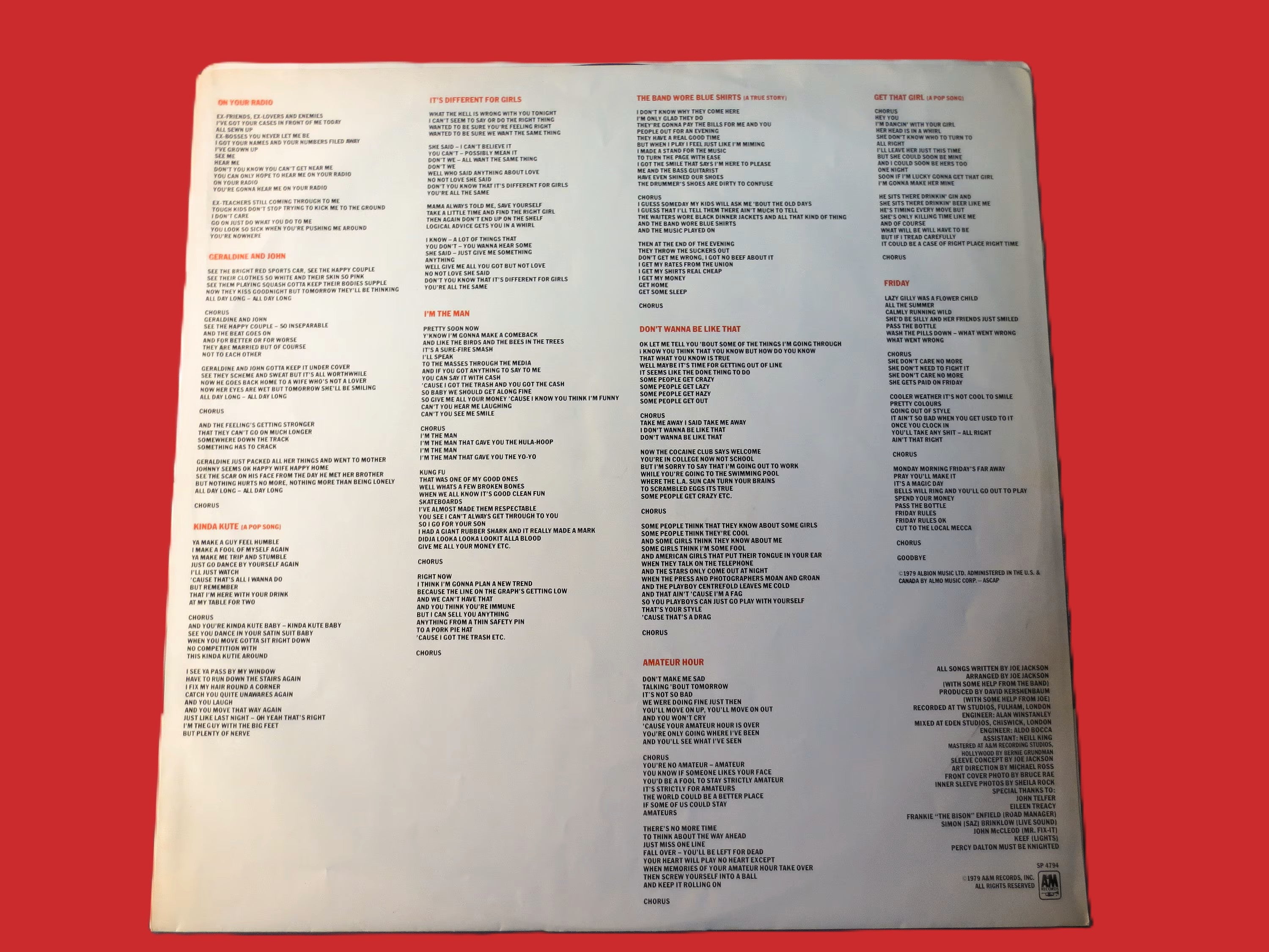 JOE JACKSON, I'm the Man, Vintage Album, 1979 Record, Vinyl Lp