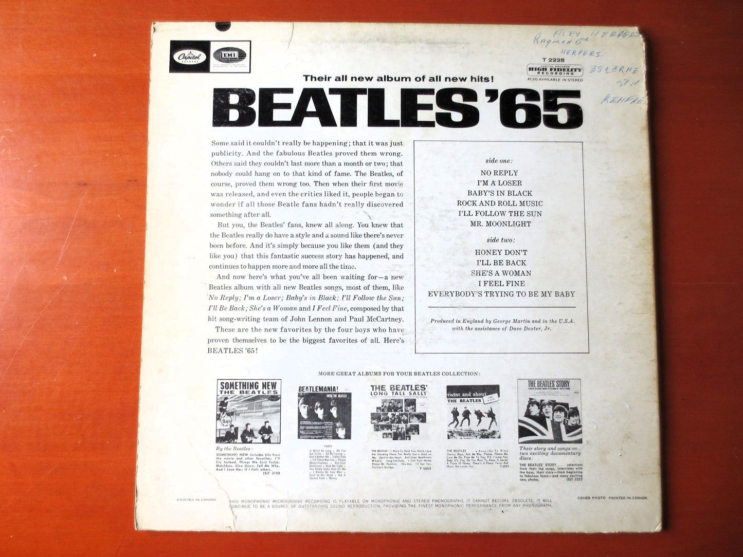 The BEATLES, BEATLES '65, 1964 Record, Vintage Vinyl Lp