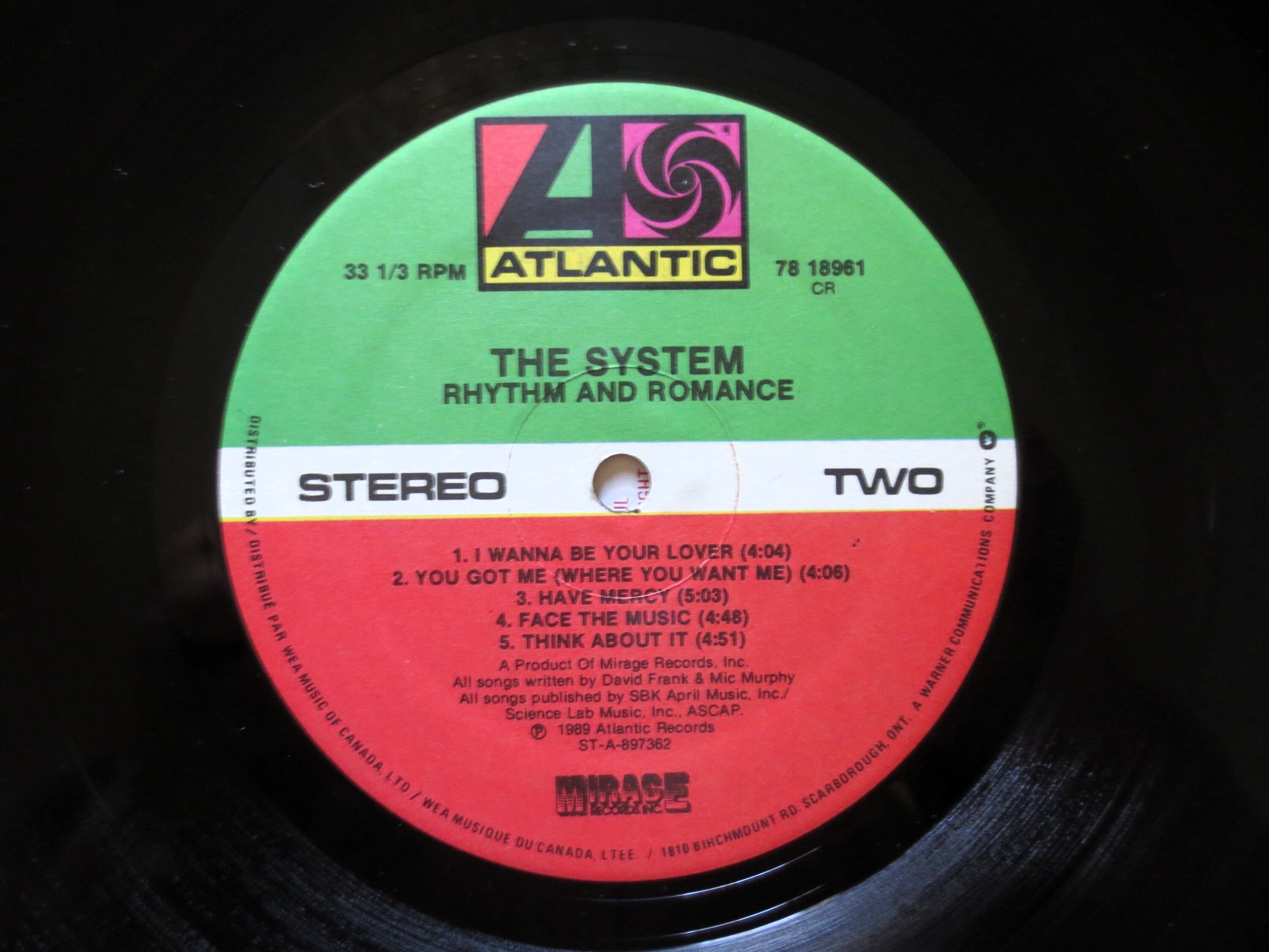 The System – Rhythm and Romance (1989) Vinyl LP