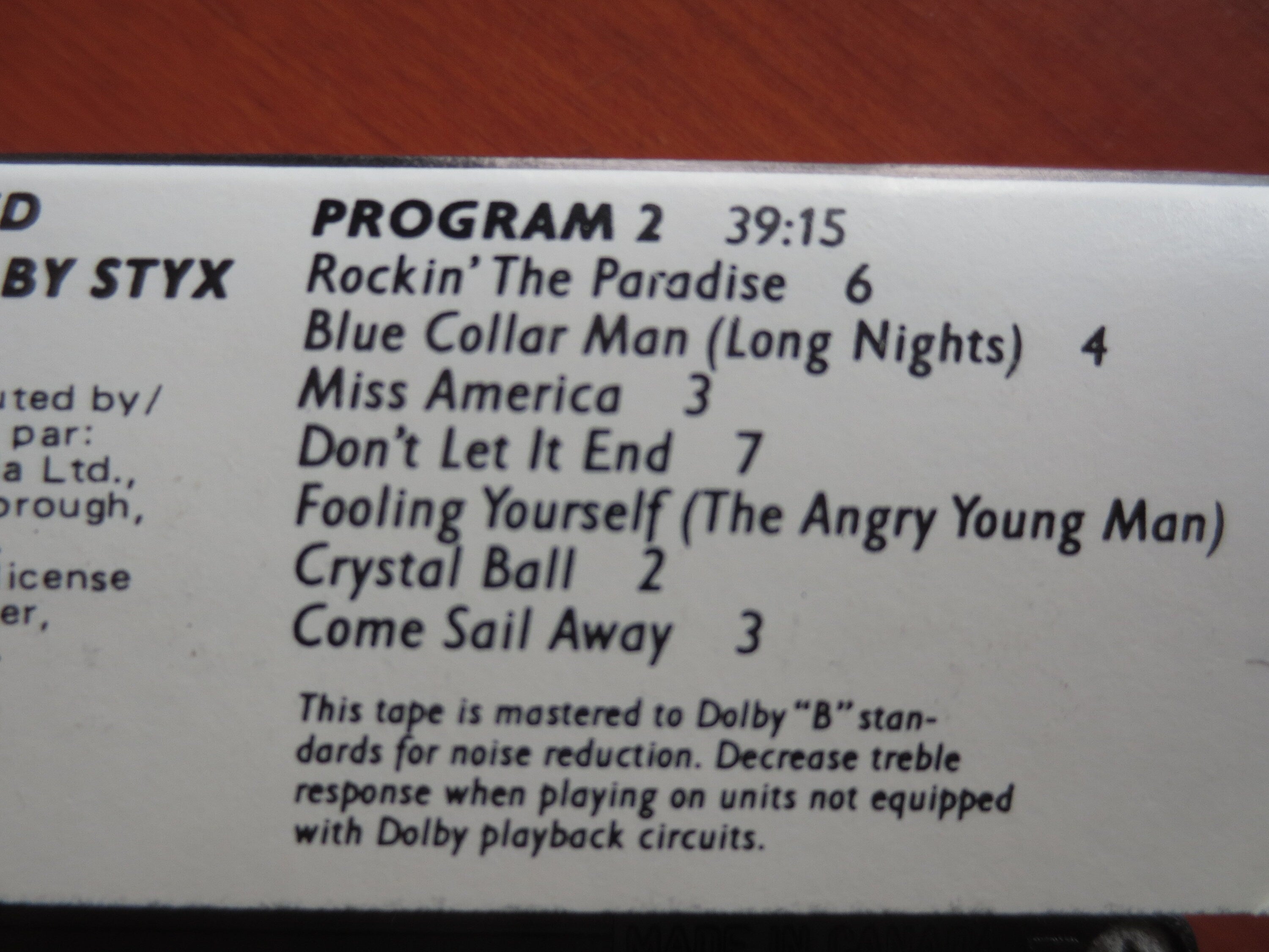 Styx – Caught in the Act Live (1984) Cassette