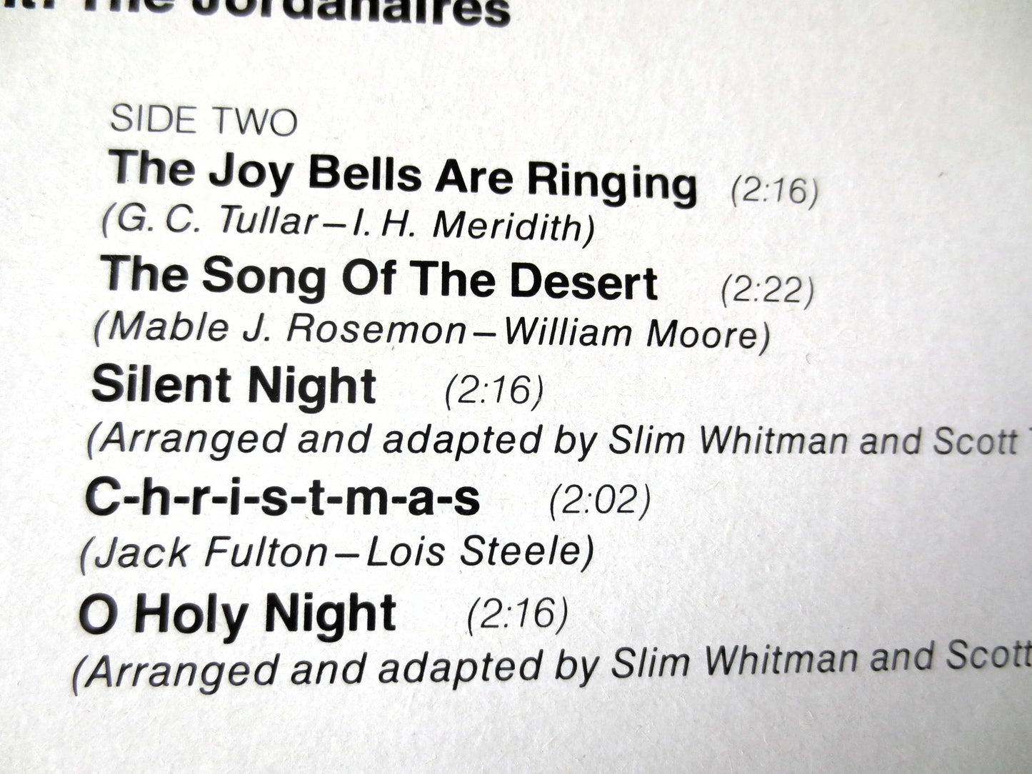 SLIM WHITMAN, Christmas Album, 1980 Record, Vinyl Lp