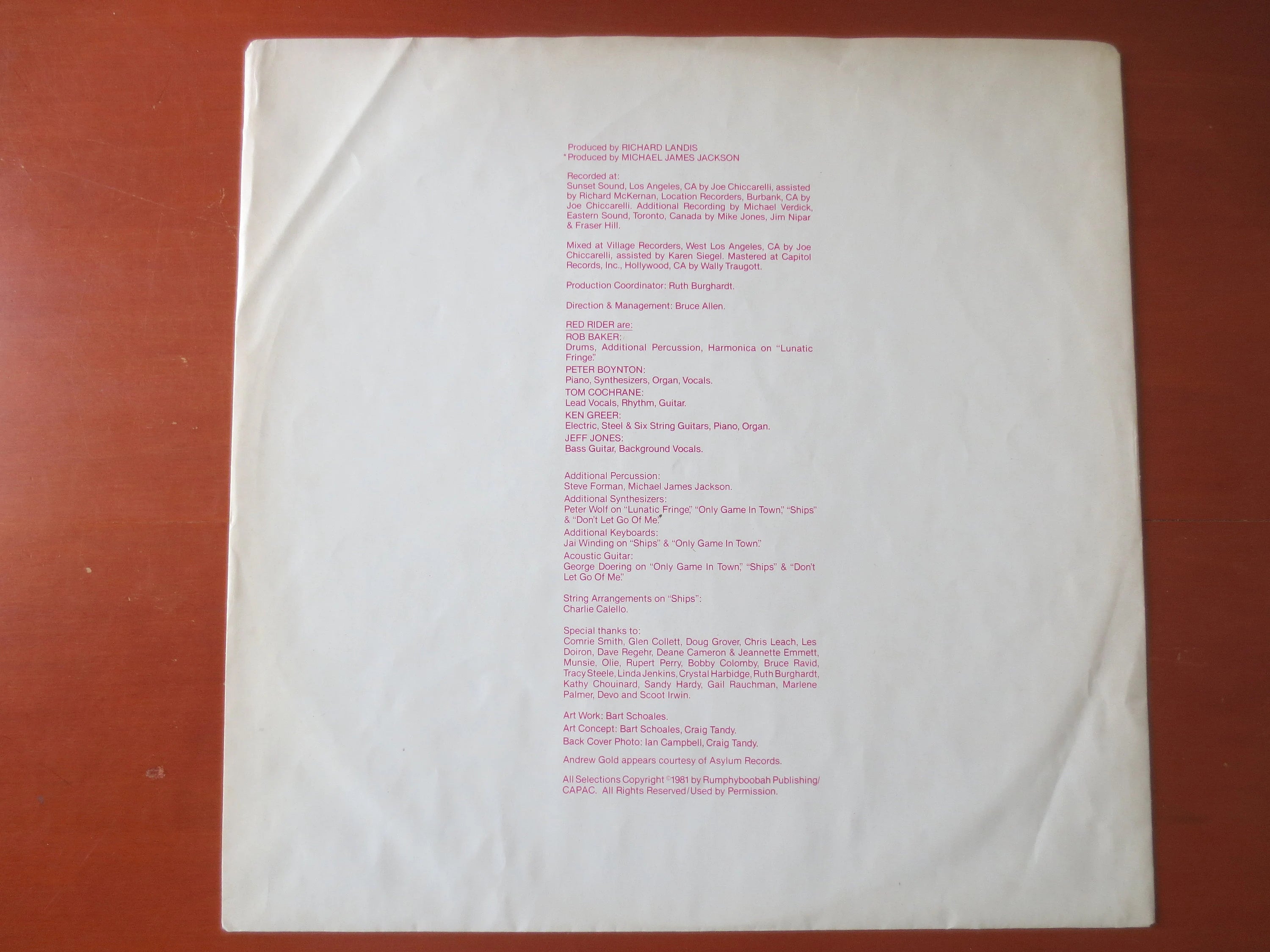 Red Rider – As Far as Siam (1981) Vinyl LP