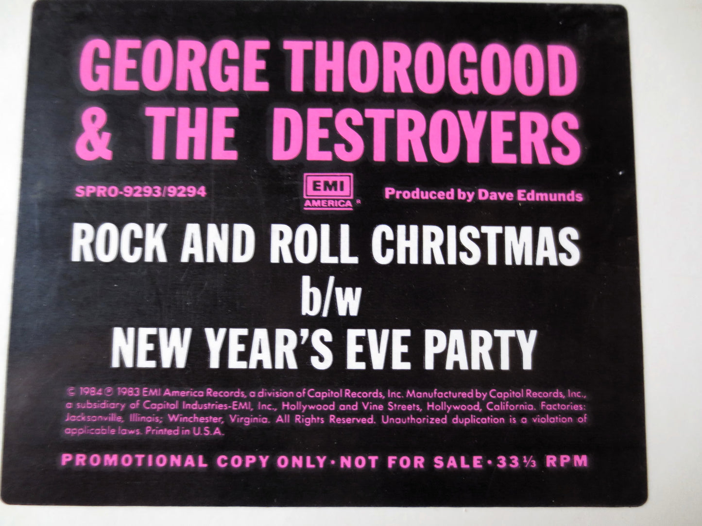 GEORGE THOROGOOD, Rock and Roll Christmas, RED Vinyl, 1983 Promo Copy
