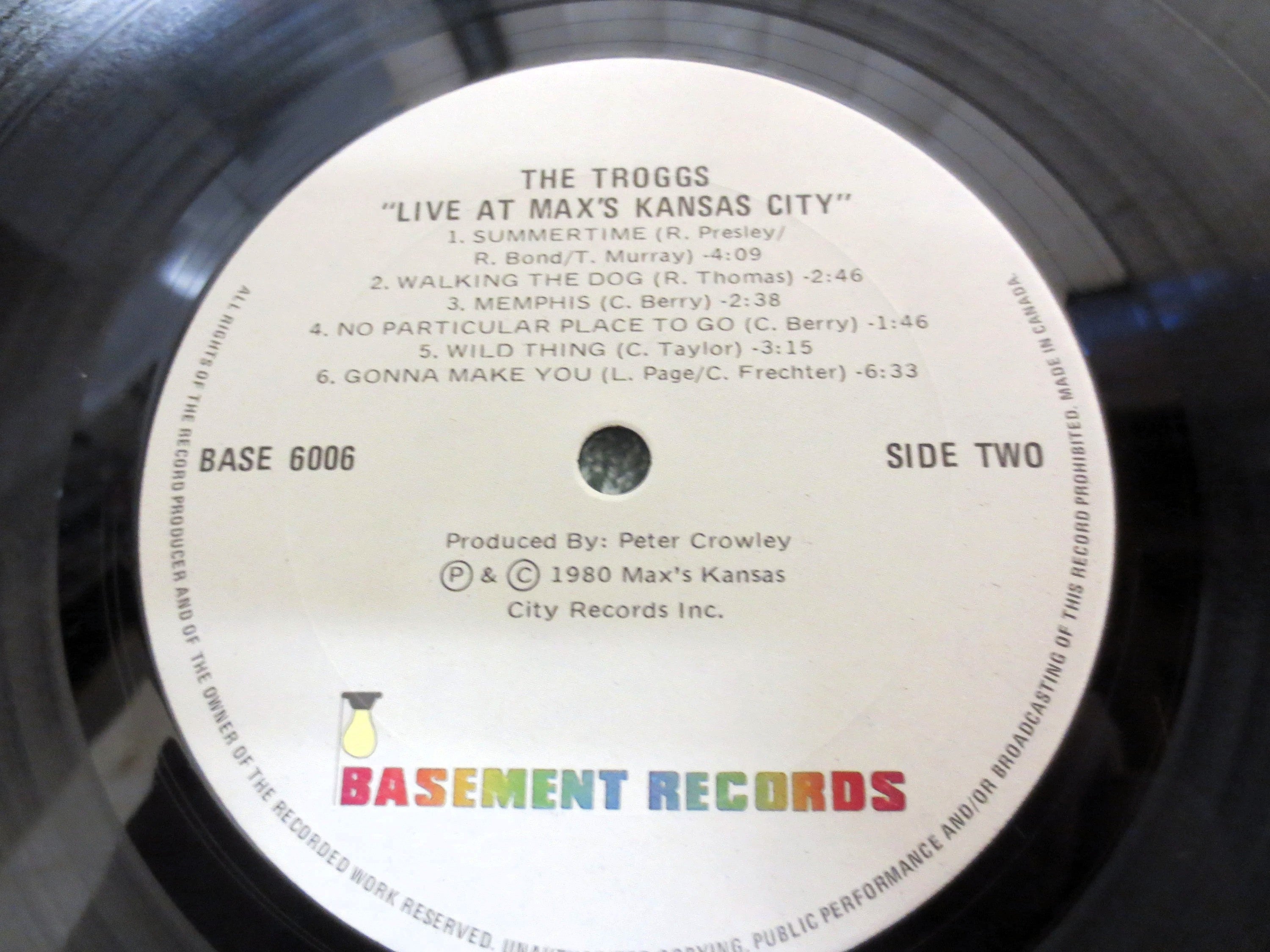 The TROGGS, Live at Max's Kansas City, Vintage Album, 1981 Record, Vinyl Lp