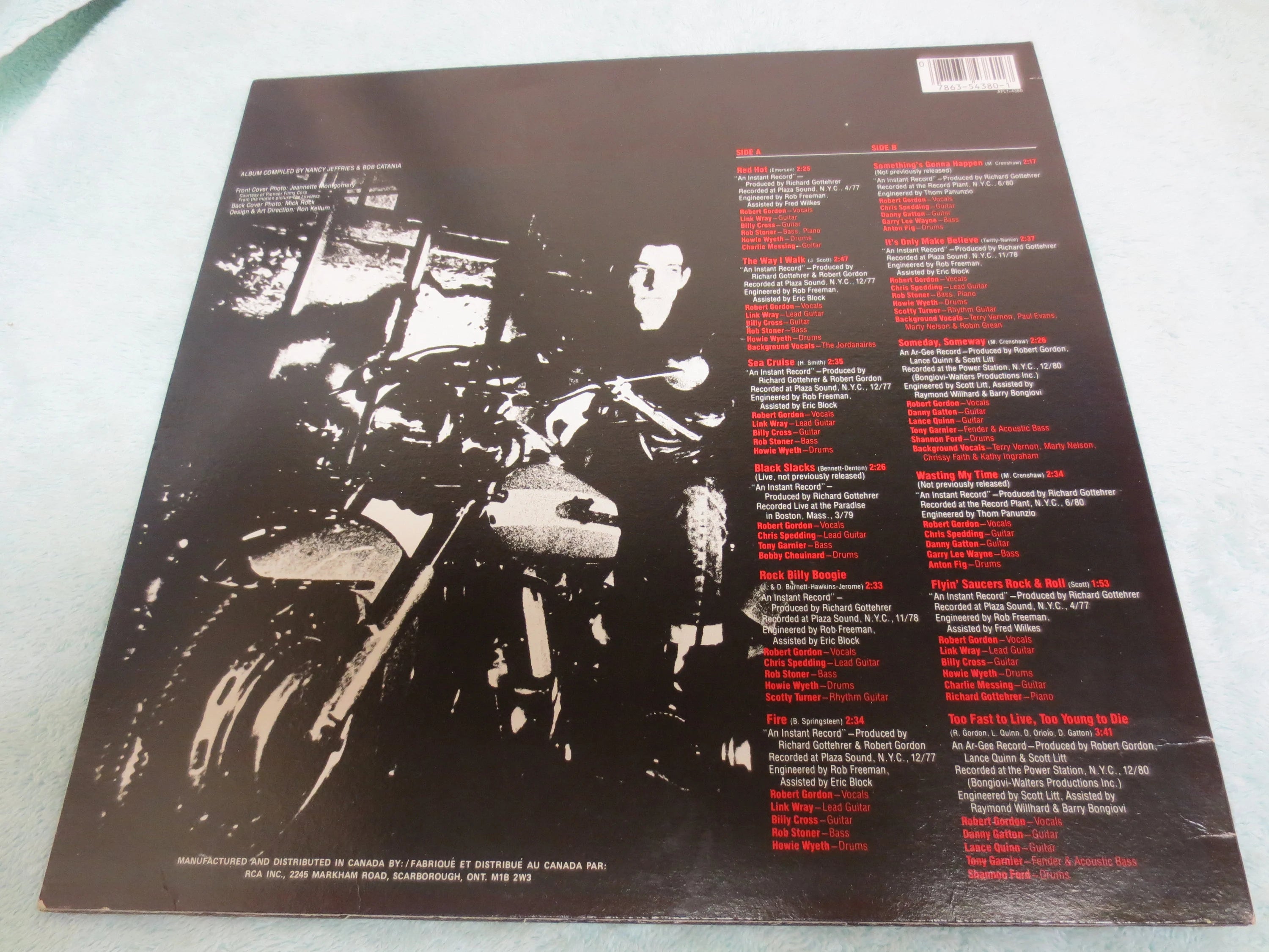 ROBERT GORDON, "Too Fast To Live", Vintage Album, 1982 Record, Vinyl Lp