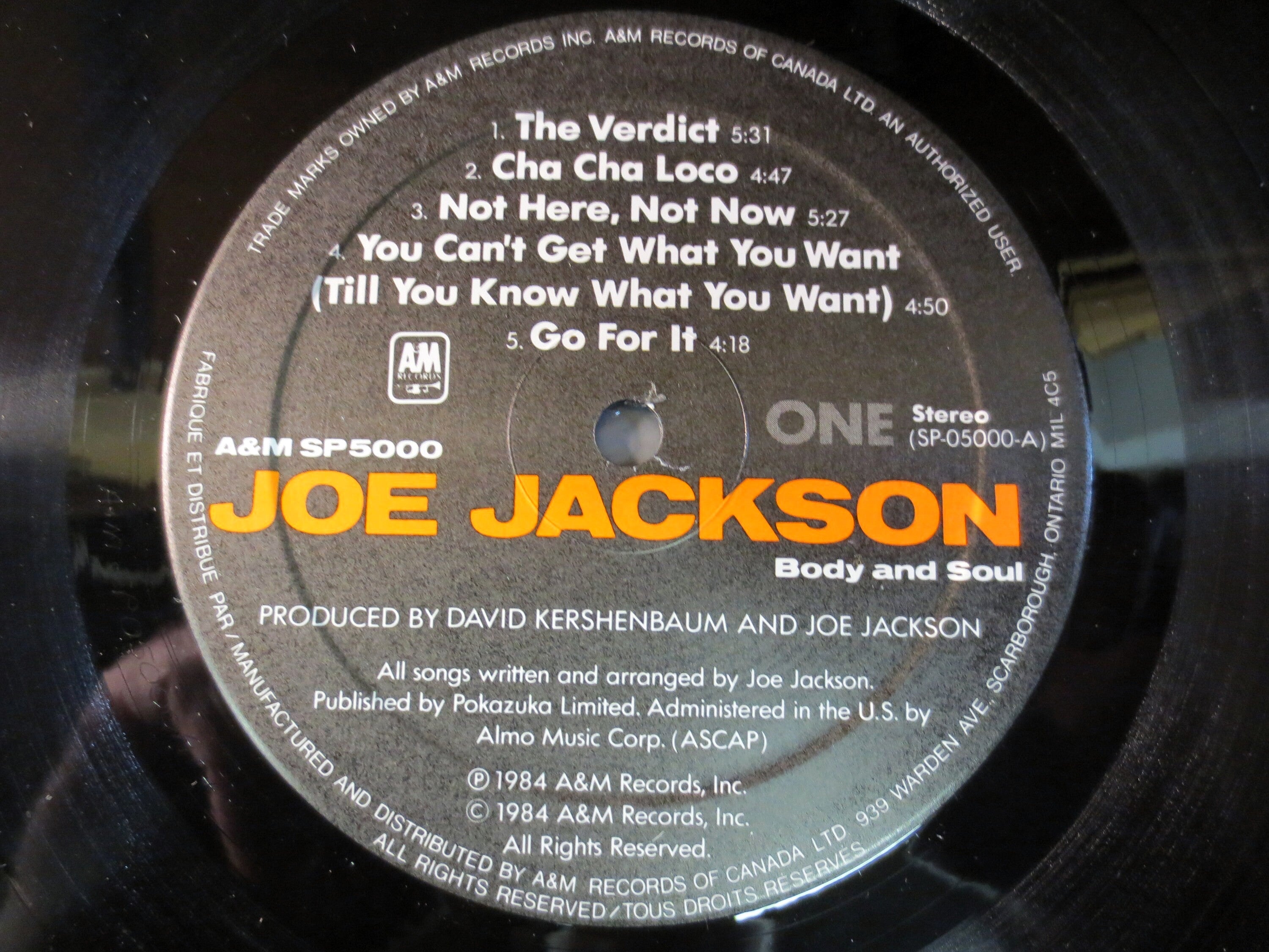 JOE JACKSON, Body and Soul, Vintage Album, 1984 Record, Vinyl Lp