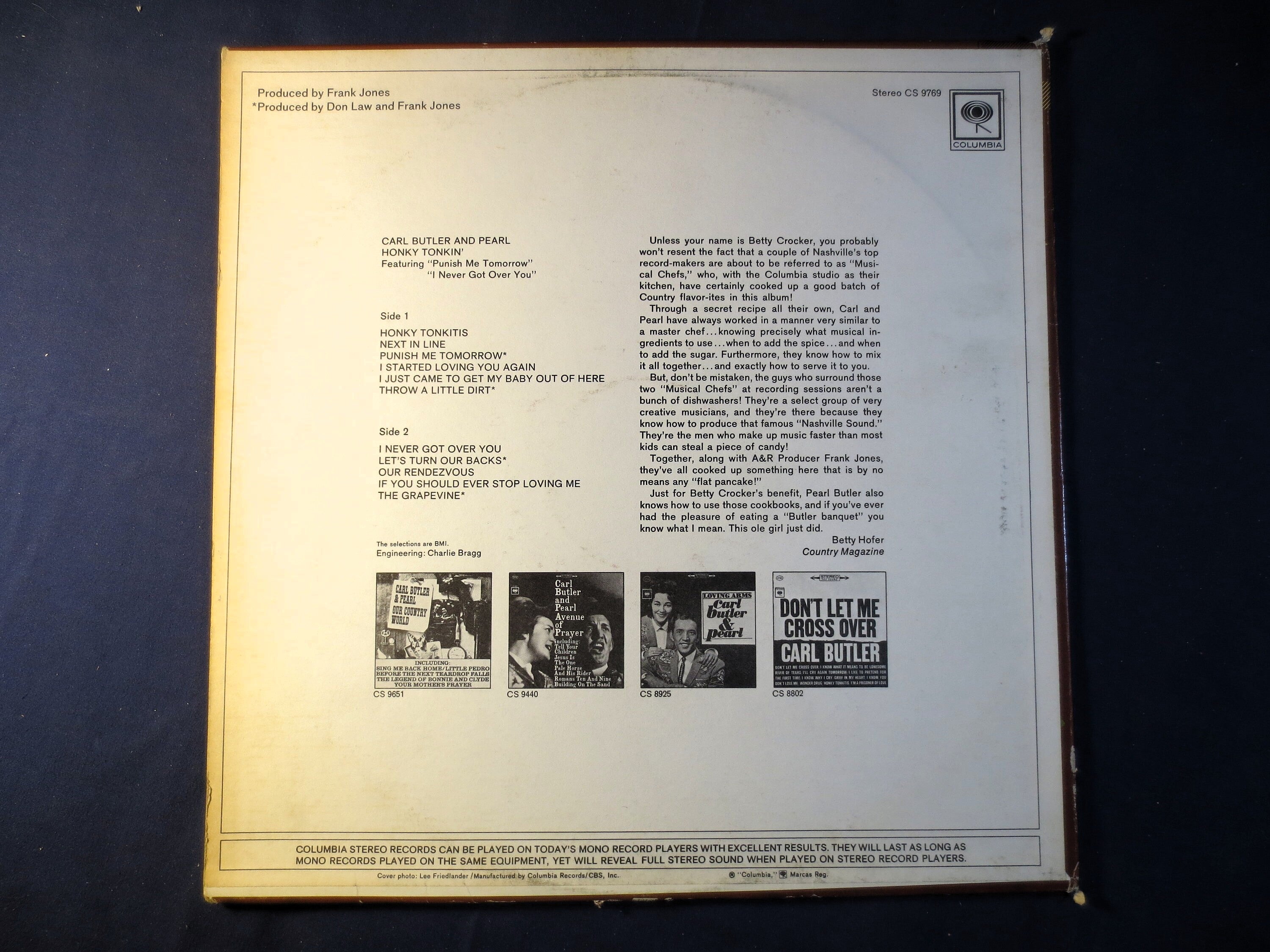 Carl Butler & Pearl – Honky Tonkin' (1969) Vinyl LP