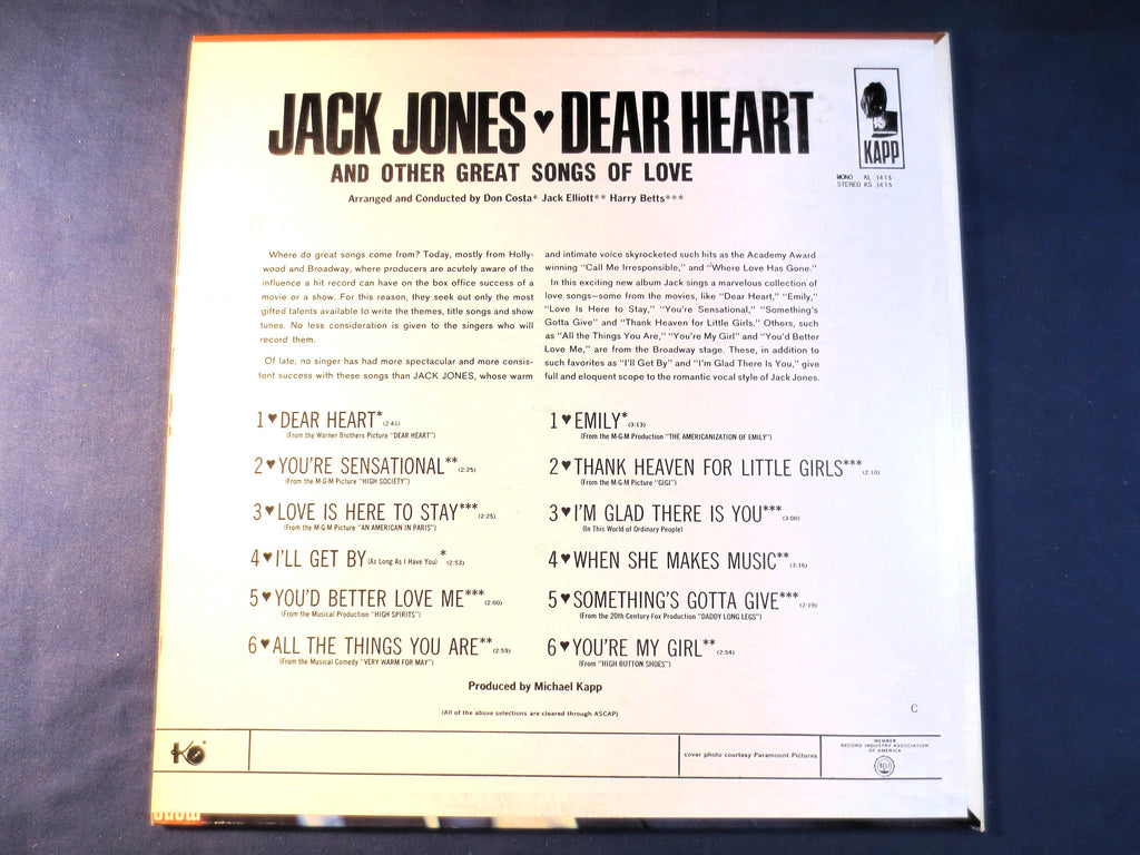 Jack Jones – Dear Heart (1965) Vinyl LP