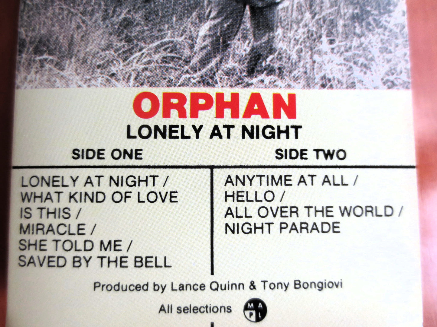 ORPHAN, LONELY at NIGHT, 1983 Cassette Tape, Vintage Cassette