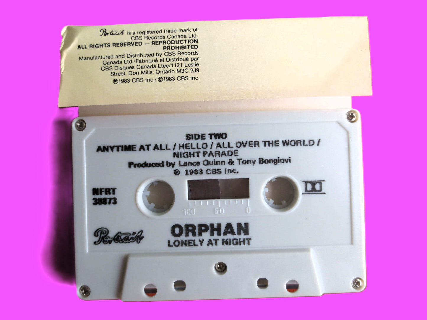 ORPHAN, LONELY at NIGHT, 1983 Cassette Tape, Vintage Cassette