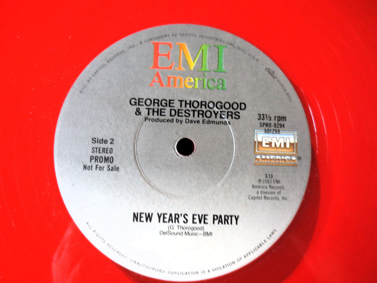 GEORGE THOROGOOD, Rock and Roll Christmas, RED Vinyl, 1983 Promo Copy
