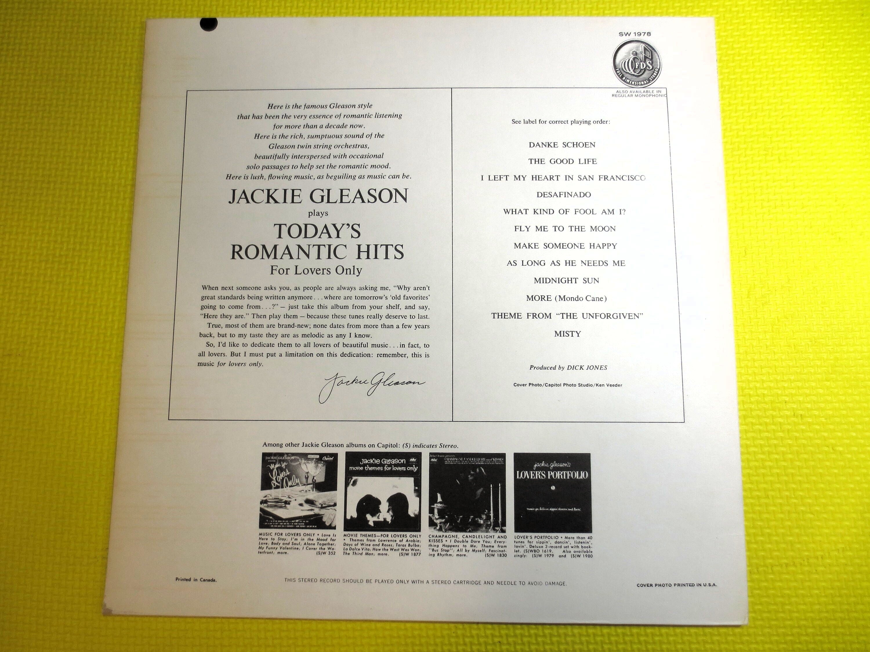Jackie Gleason – Today's Romantic Hits (1963) Vinyl LP