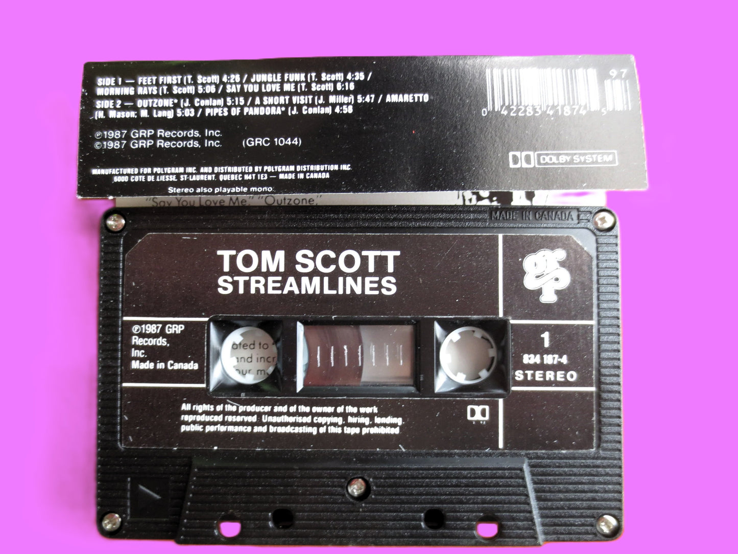 TOM SCOTT, 'STREAMLINES', 1987 Cassette Tape, Vintage Cassette