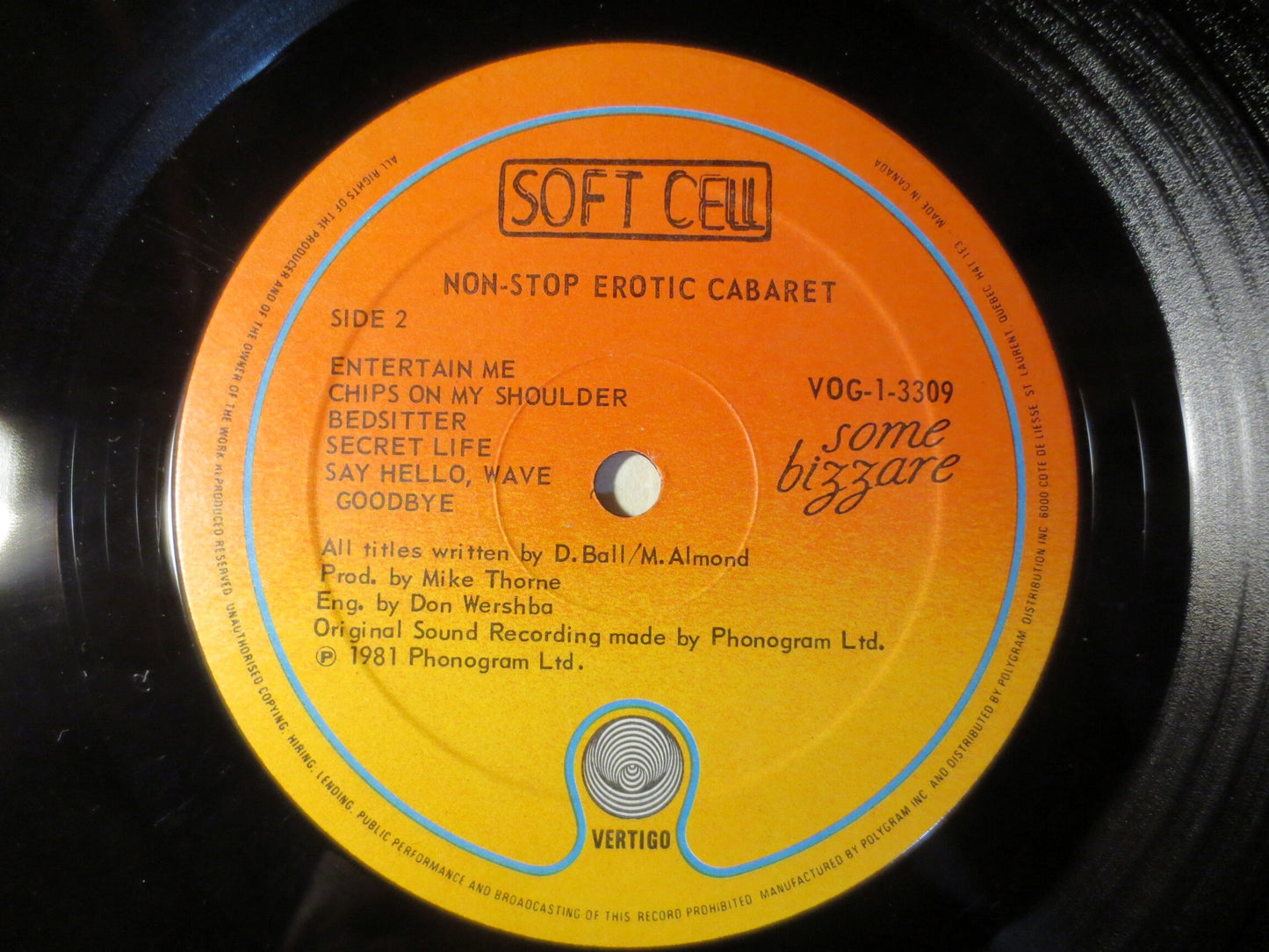 SOFT CELL, Non-Stop EROTIC Cabaret, Alternative Rock, 1981 Record