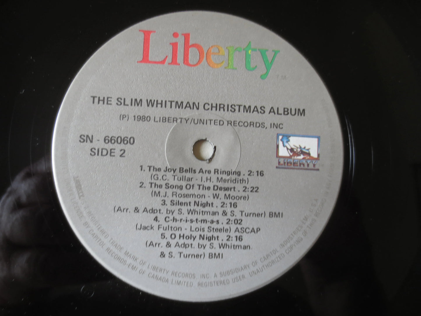 SLIM WHITMAN, Christmas Album, 1980 Record, Vinyl Lp