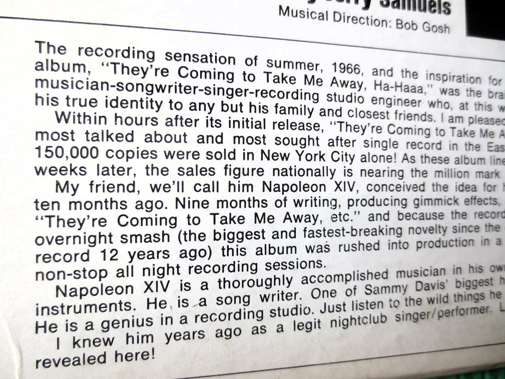 Napoleon XIV – They're Coming to Take Me Away, Ha-Haaa! (1966) Vinyl LP