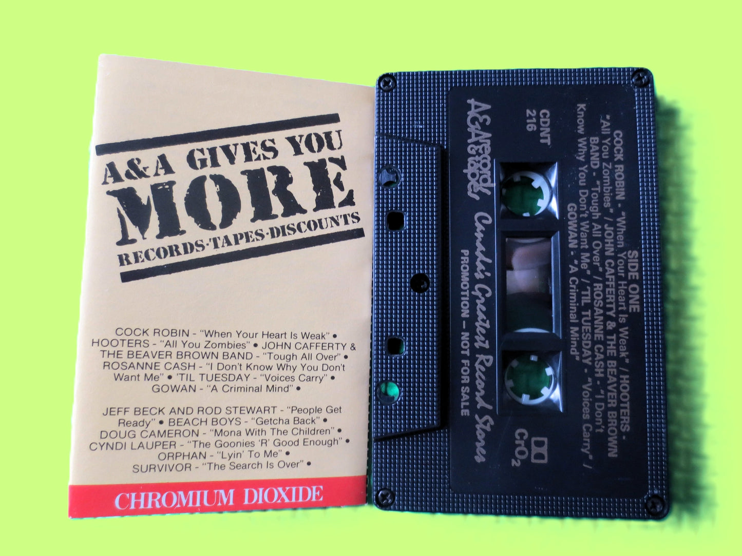 A and A Records, PROMO CASSETTE, PROMO Tape, Promo lp, Rock Cassettes, Rock Tapes, Cassettes, Cbs Records, 1984 Cassette