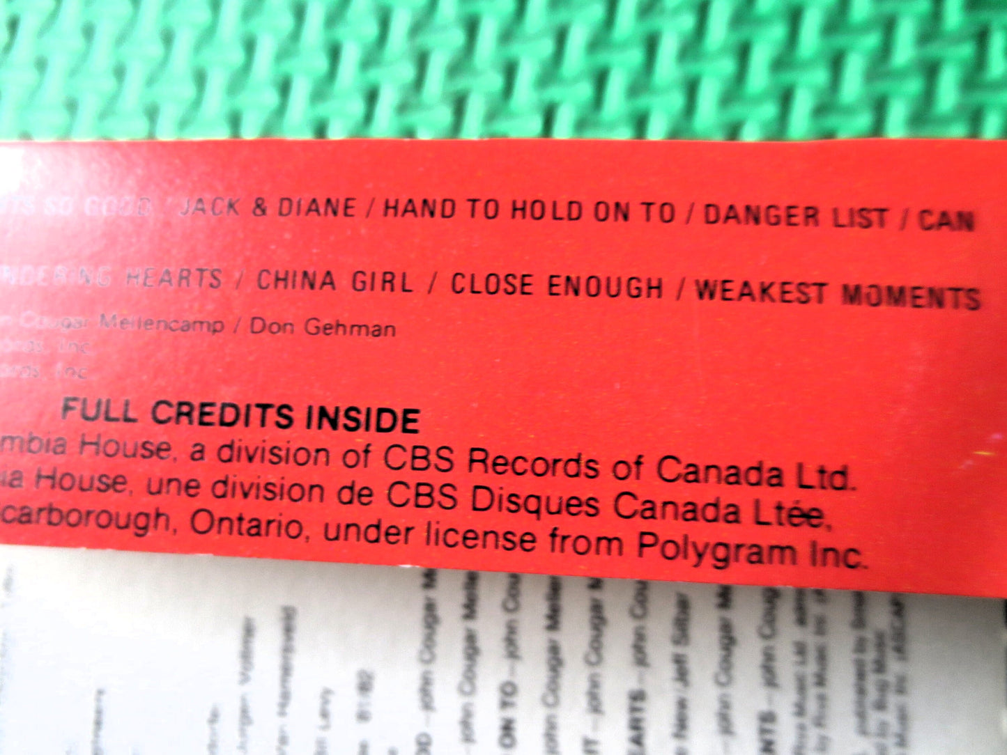 JOHN COUGAR, American FOOL, 1982 Cassette Tape, Vintage Cassette