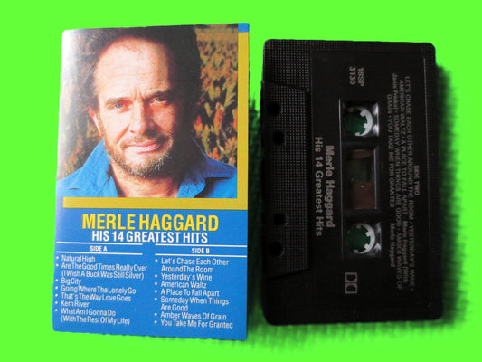 MERLE HAGGARD, His 14 GREATEST Hits, 1987 Cassette Tape, Vintage Cassette