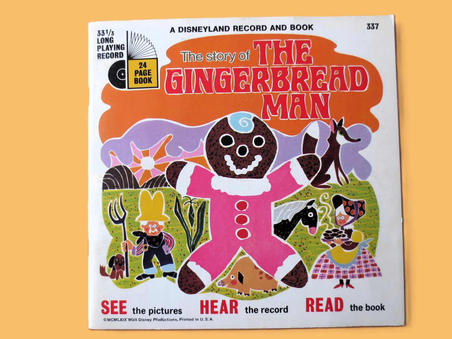 The GINGERBREAD MAN, 24-Page Book, 1969 Disneyland Record, Vinyl Lp