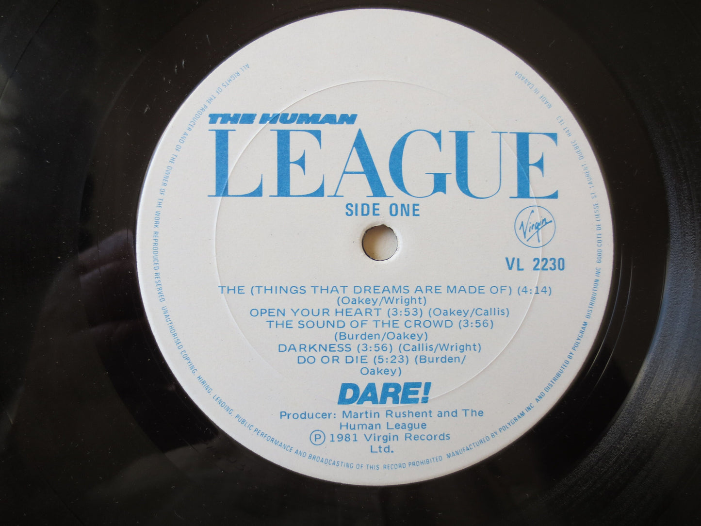 HUMAN LEAGUE, DARE, Human League Record, Human League Album, Human League Lp, Human League Vinyl, Vinyl Record, Rock Records, 1981 Records