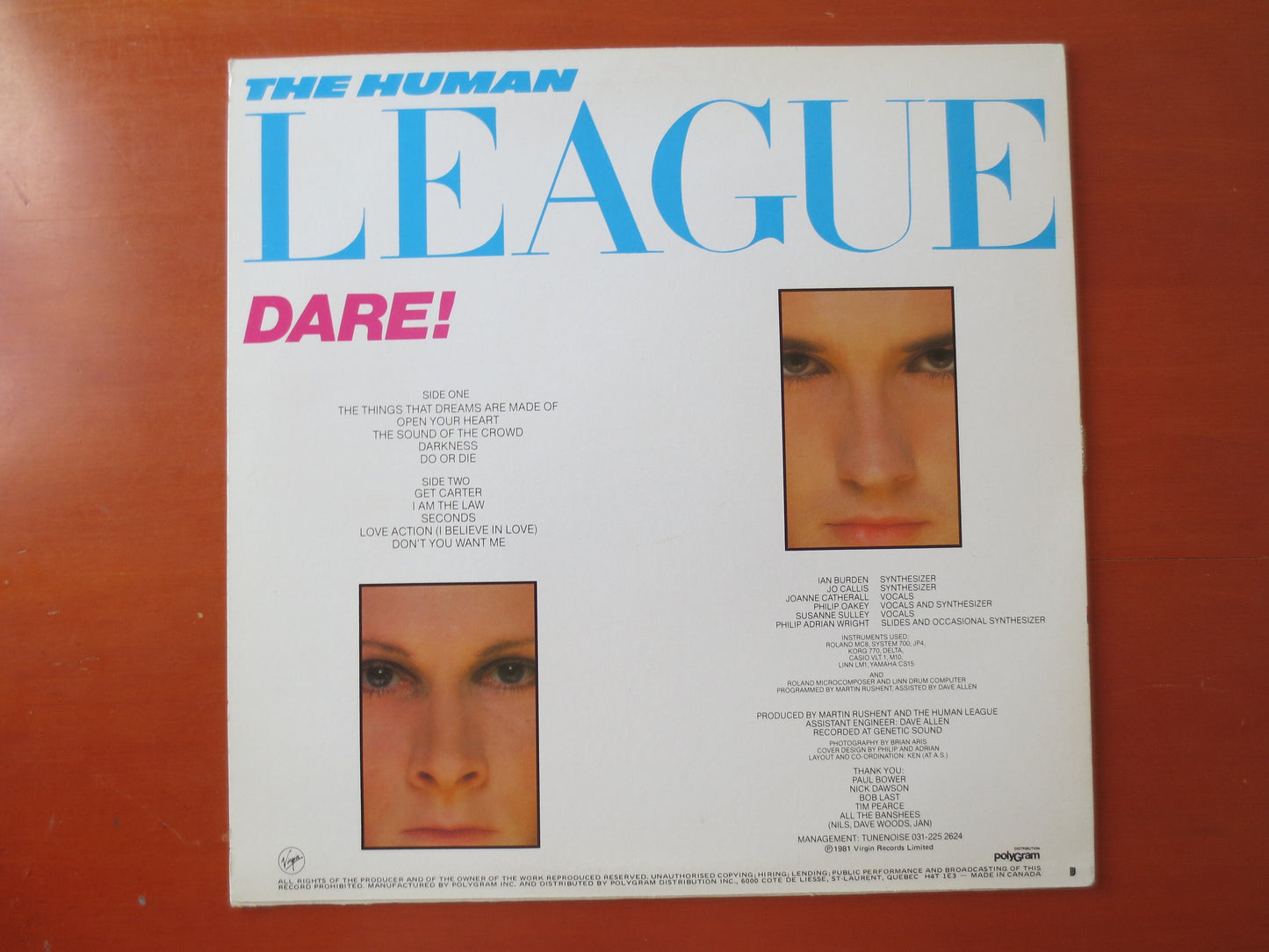 HUMAN LEAGUE, DARE, Human League Record, Human League Album, Human League Lp, Human League Vinyl, Vinyl Record, Rock Records, 1981 Records