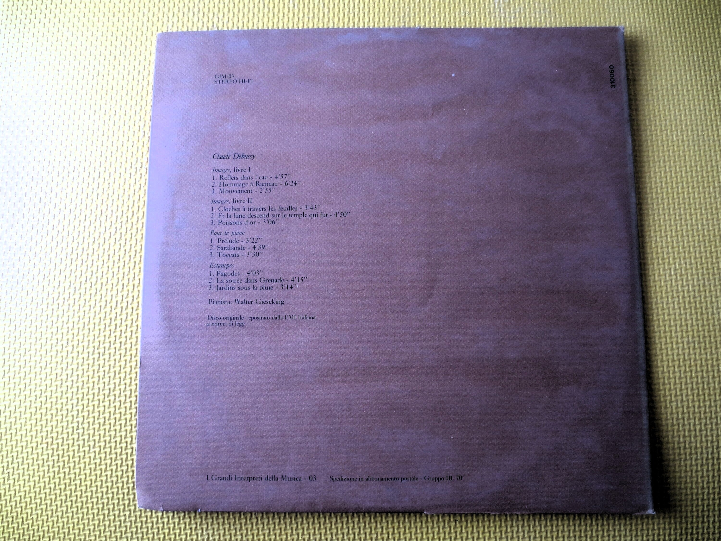 WALTER GIESEKING, Interpreta DEBUSSY, Vintage Vinyl, Classical Records, Classical Albums, Classical Lps,1Lps, 1959 Records