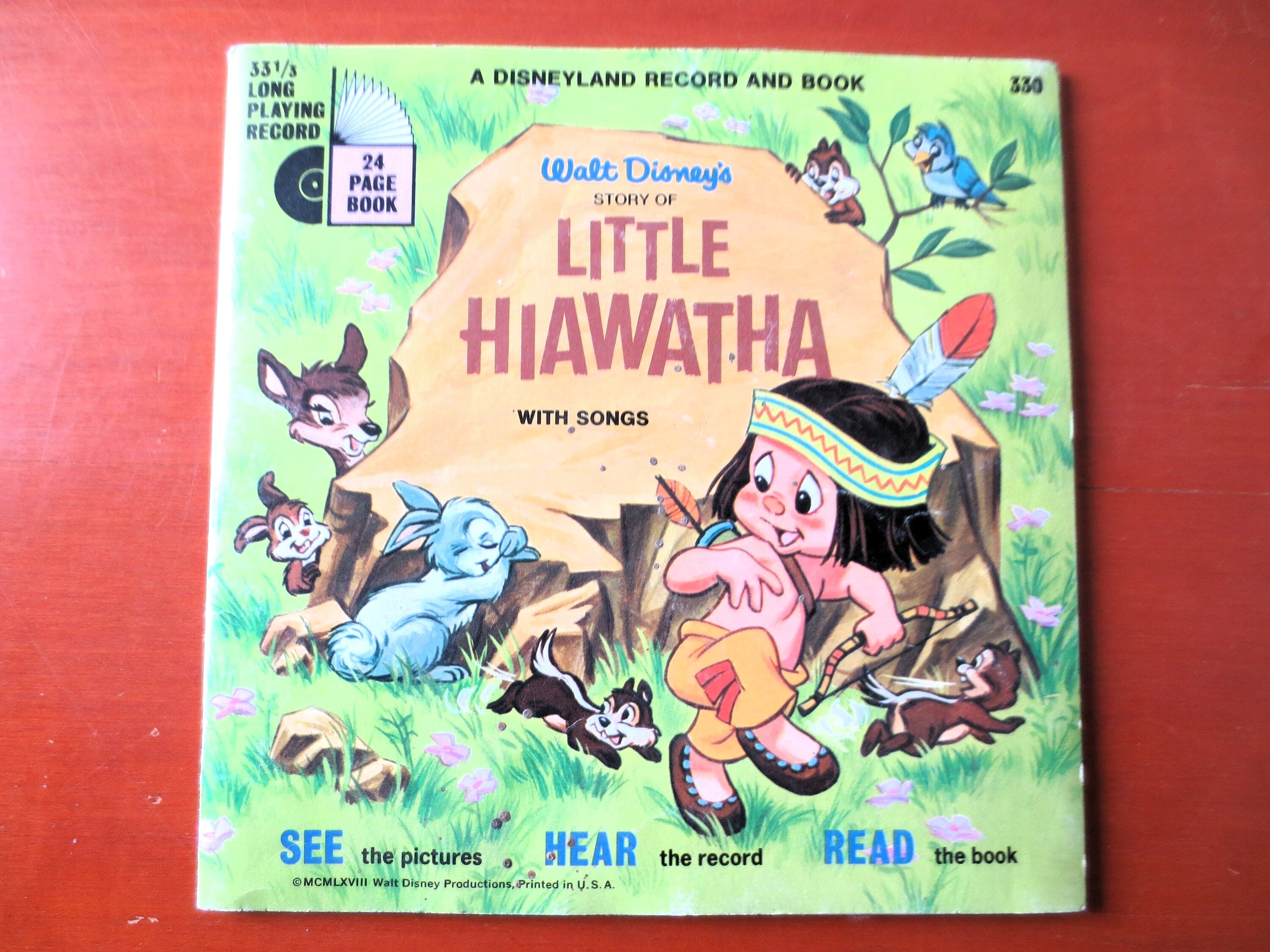 LITTLE HIAWATHA, DISNEY Album, Disneyland Records, Disney Records, Childrens Records, Disney Lp, Vinyl Lp, lp, 1968 Records