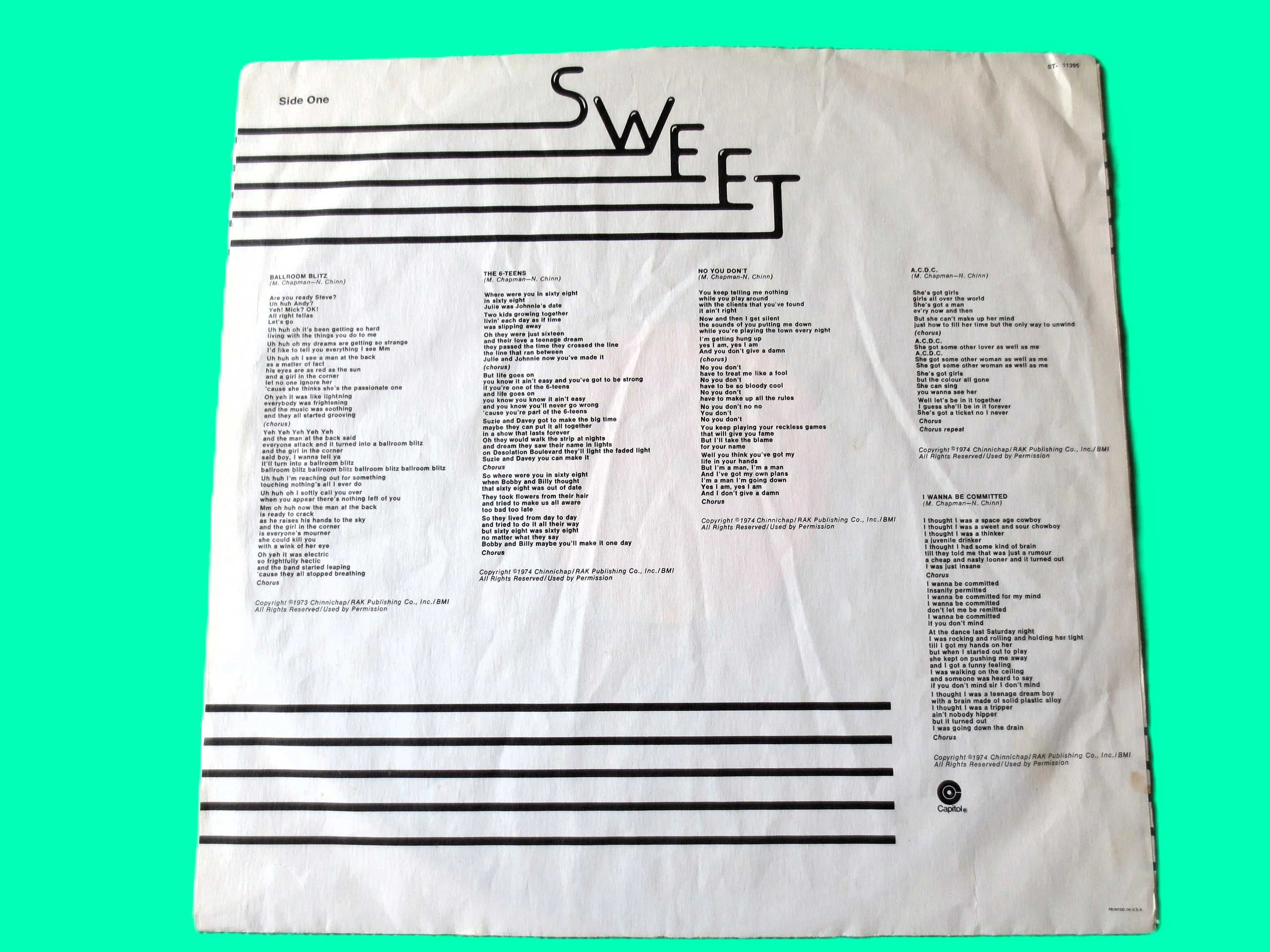 The SWEET, DESOLATION BOULEVARD, Vintage  Album, 1974 Record, Vinyl Lp