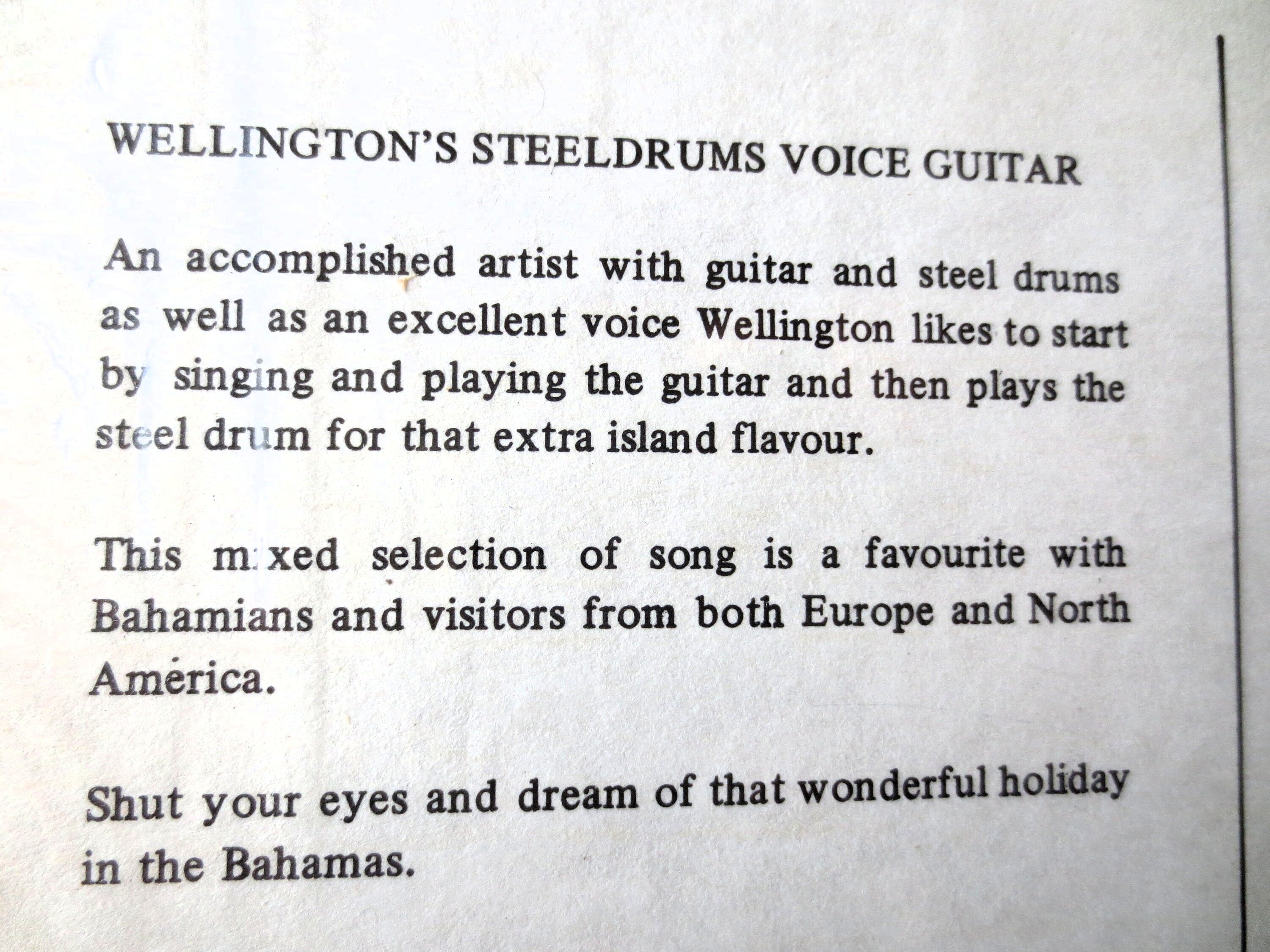 WELLINGTON GIBSON, Steel DRUMS, Reggae Music, Vintage Album, Vinyl Lp