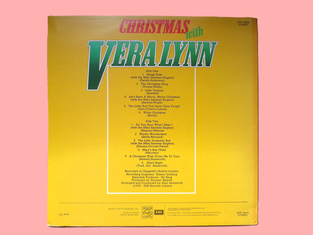 VERA LYNN, CHRISTMAS Album, Christmas Music, 1976 Record, Vinyl Lp