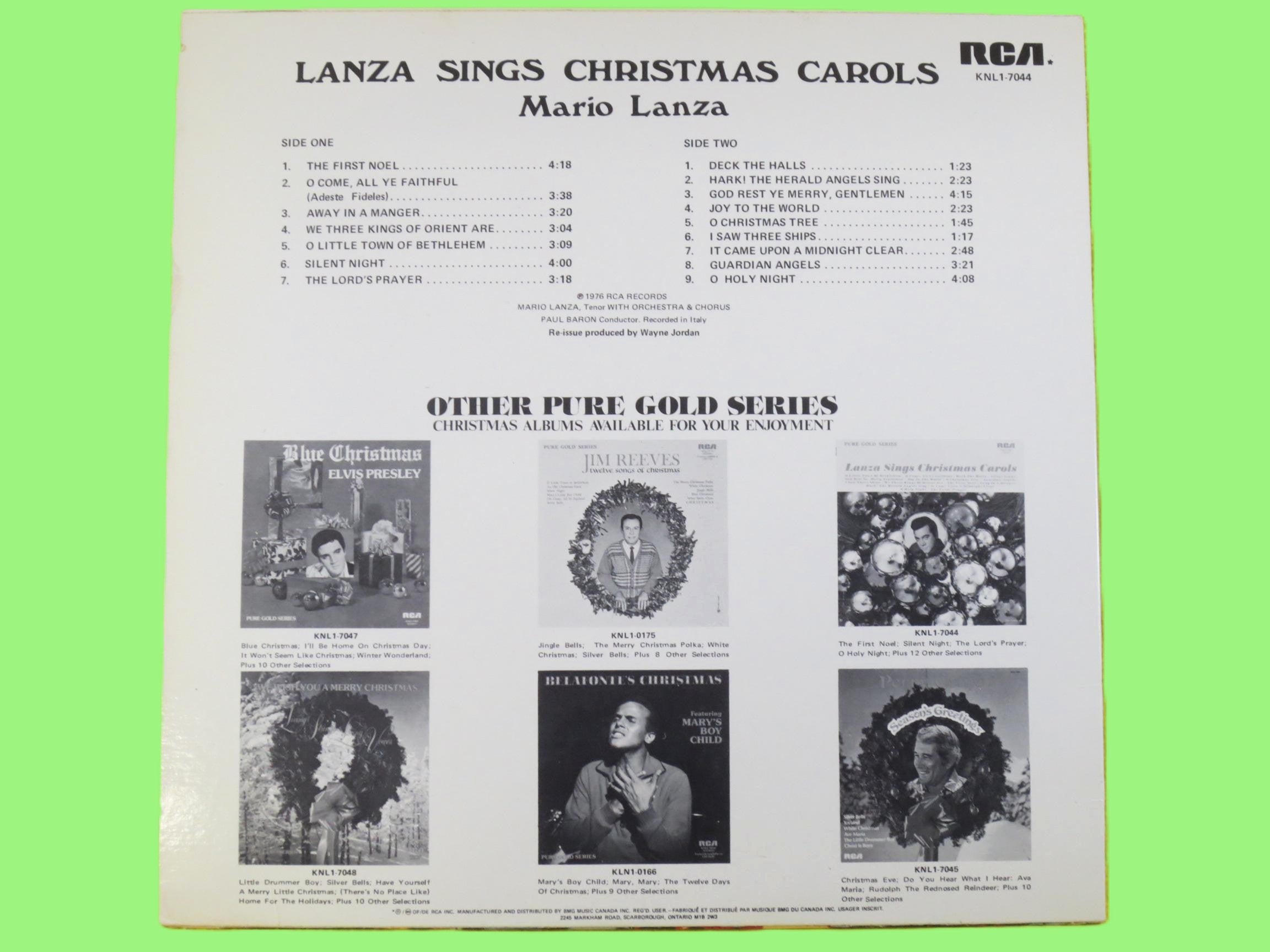 Mario Lanza – Lanza Sings Christmas Carols (1976) Vinyl LP