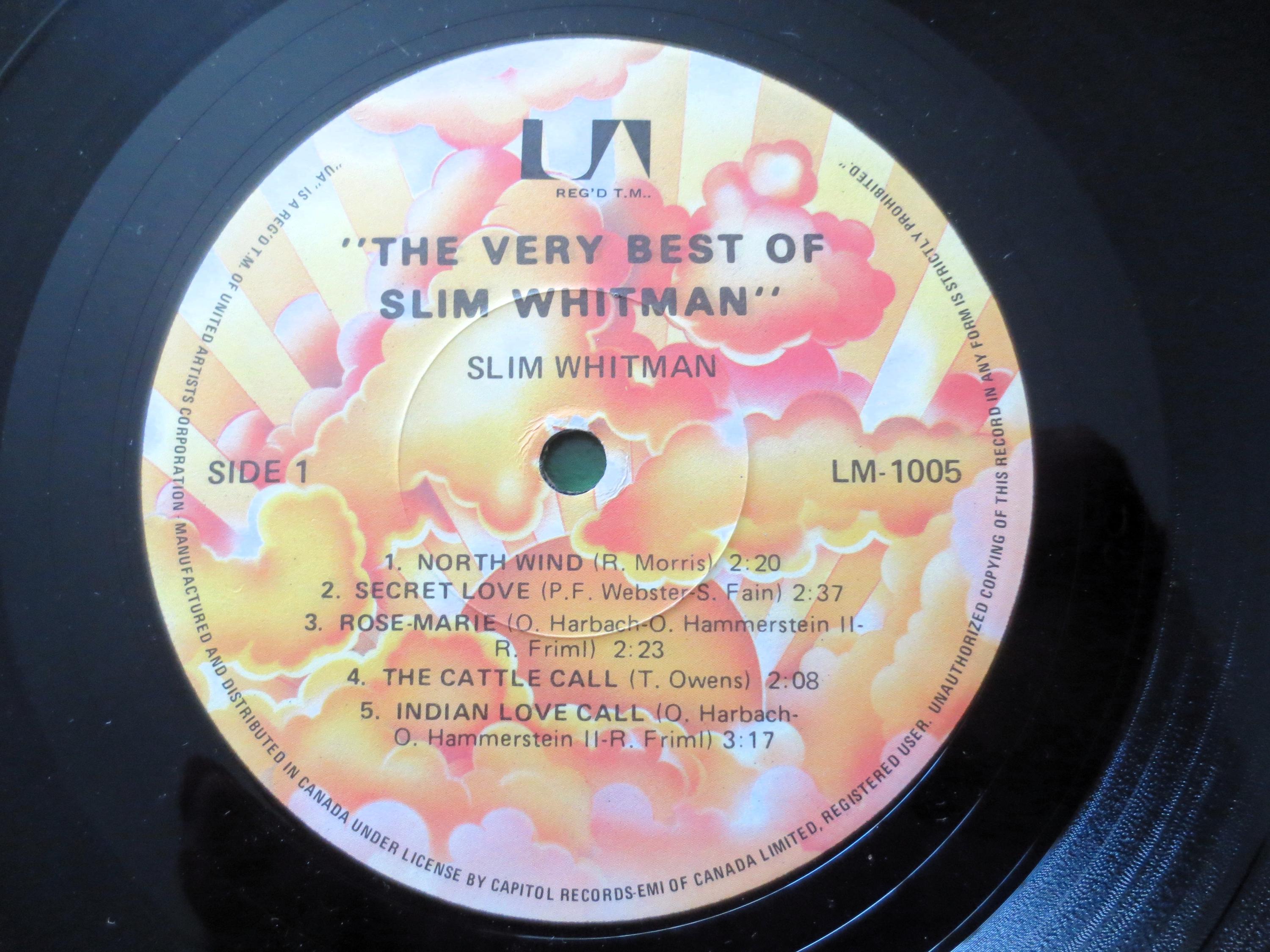 SLIM WHITMAN, The Very Best, Vintage Album, 1980 Record, Vinyl Lp