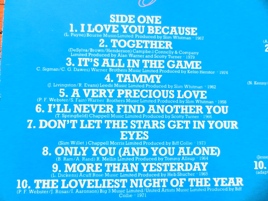 Slim Whitman - 20 Greatest Love Songs Vinyl Record - 1981