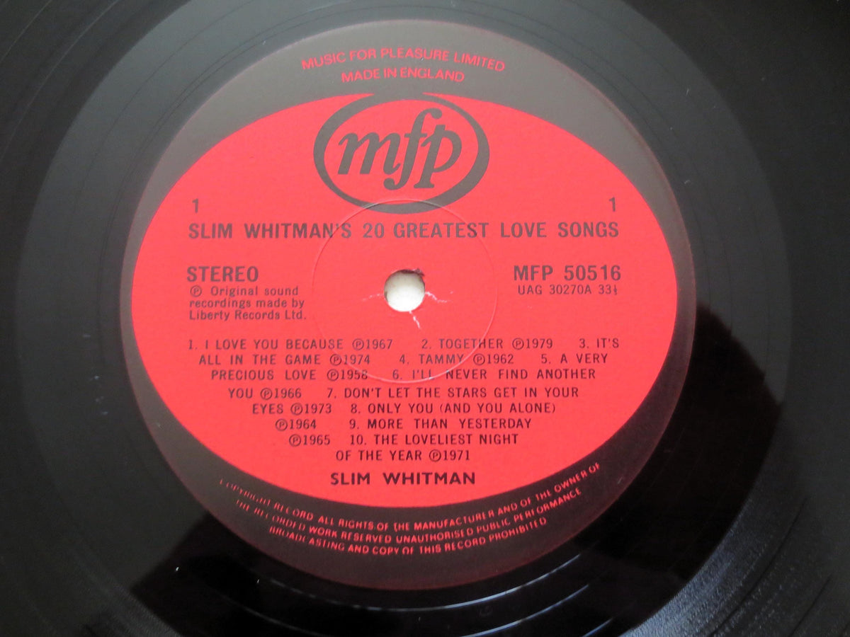 Slim Whitman - 20 Greatest Love Songs Vinyl Record - 1981