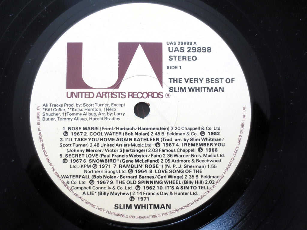 Vintage Records, SLIM WHITMAN, The Very Best of, INDIAN Love Call, Country Record, Vintage Vinyl, Record Vinyl, Records, Vinyl, 1975 Records