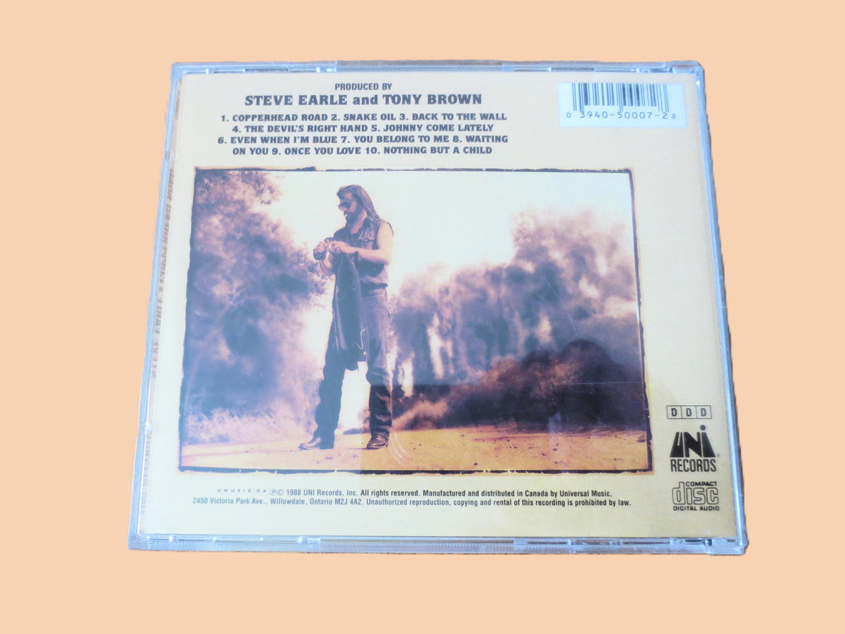 STEVE EARLE, COPPERHEAD Road, Rock Album, 1988 Compact Disc, Vintage Cd