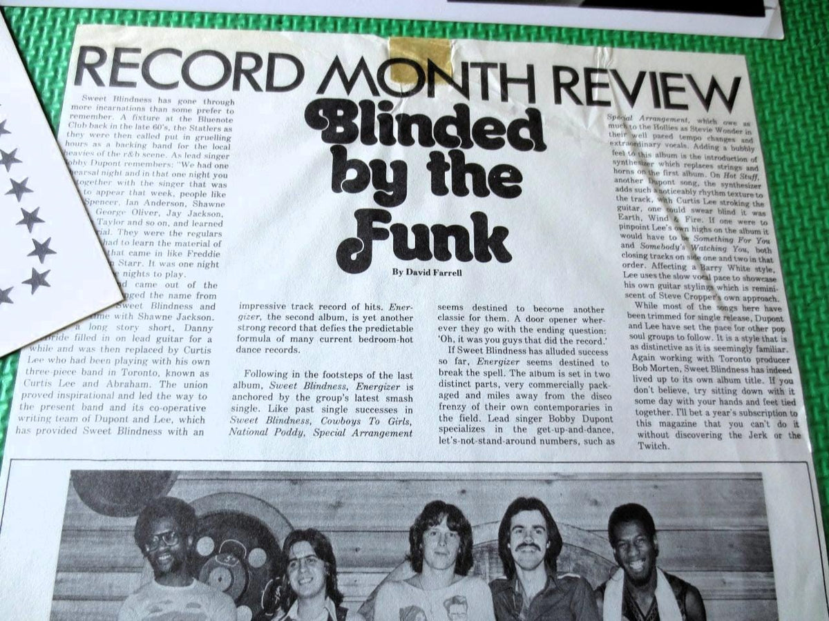 Sweet Blindness - Energize Vinyl Record - 1977 Funk Disco LP