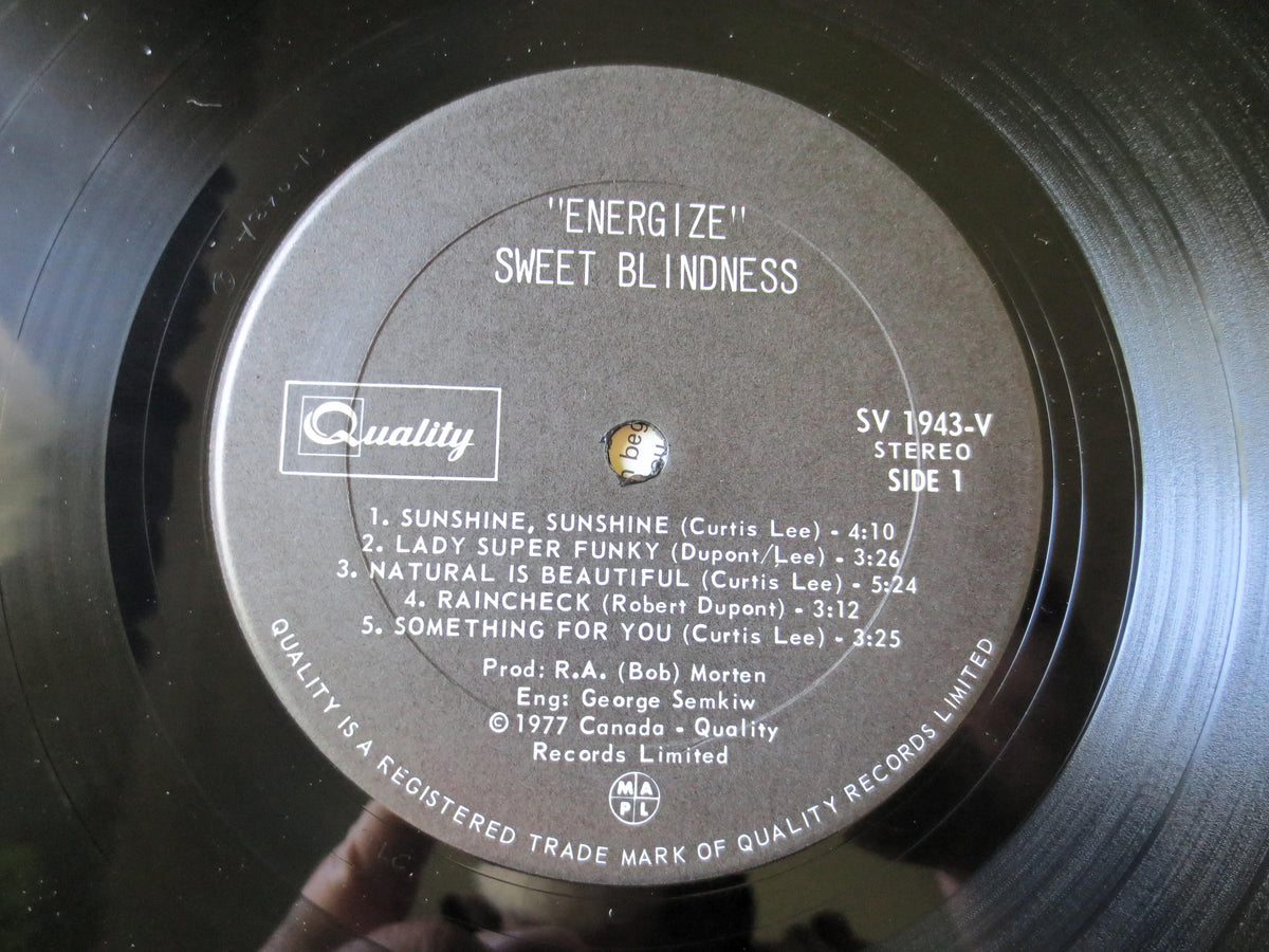 Sweet Blindness - Energize Vinyl Record - 1977 Funk Disco LP