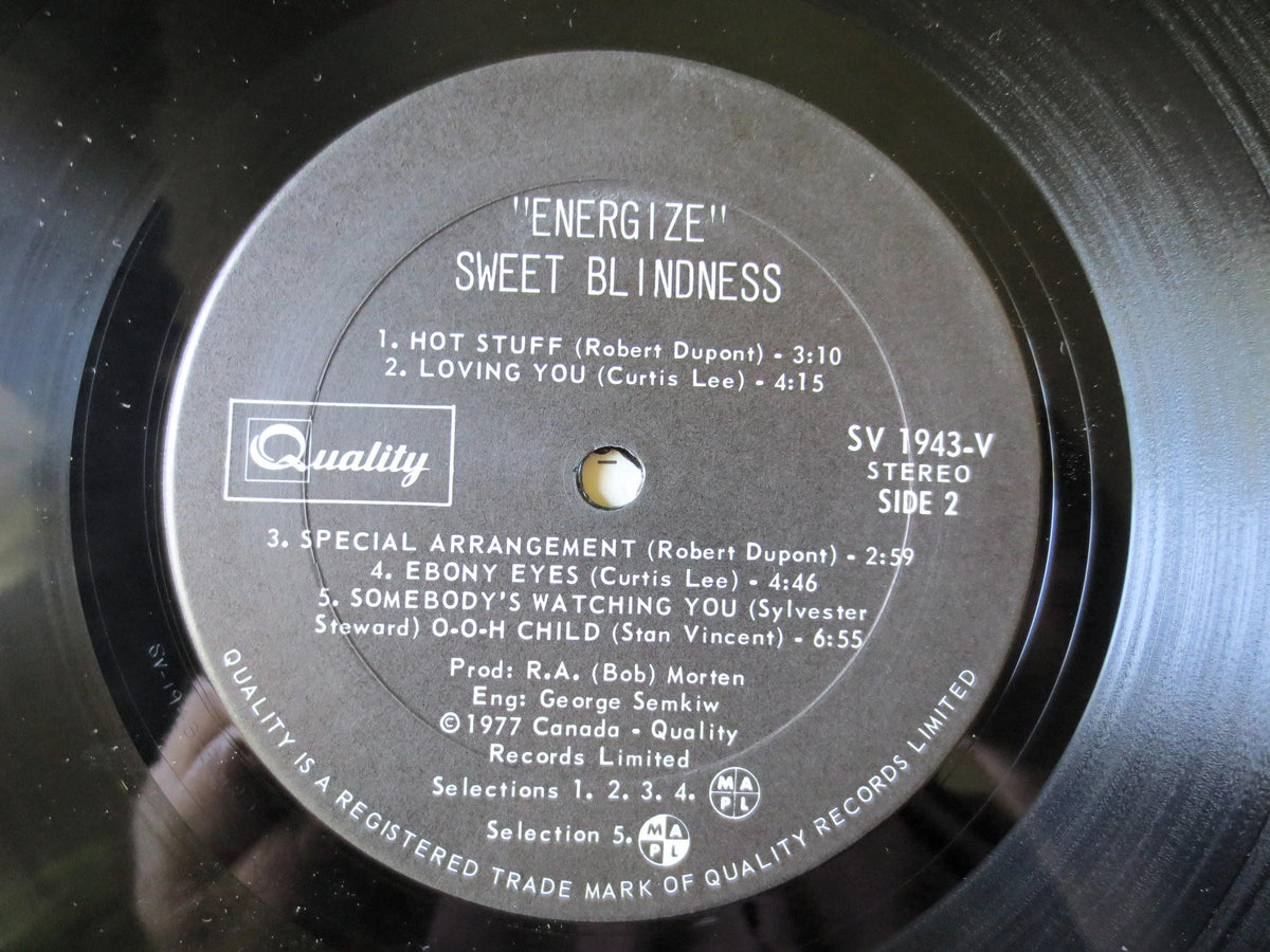 Sweet Blindness - Energize Vinyl Record - 1977 Funk Disco LP