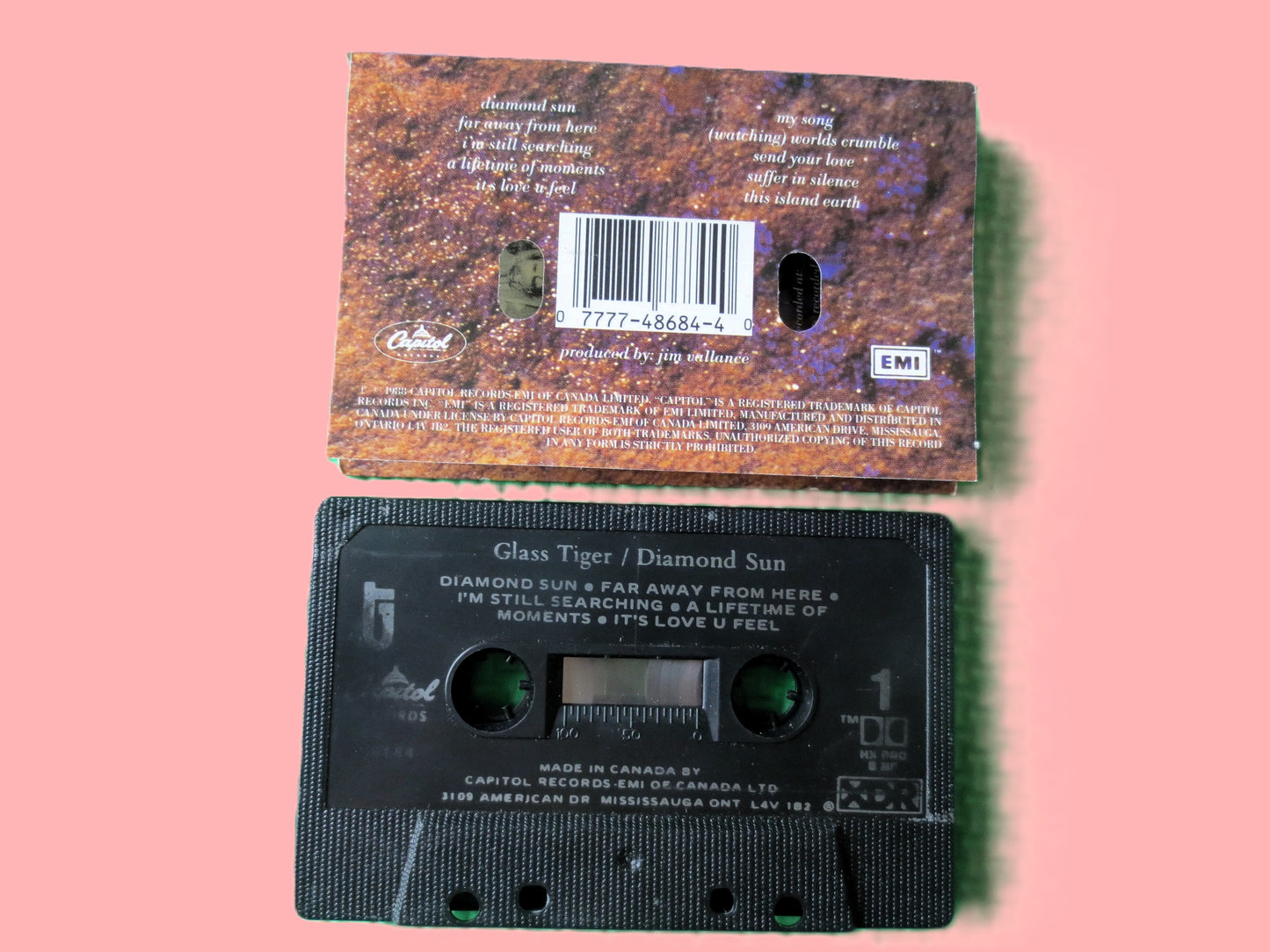 GLASS TIGER, DIAMOND Sun, 1988 Cassette Tape, Vintage Cassette