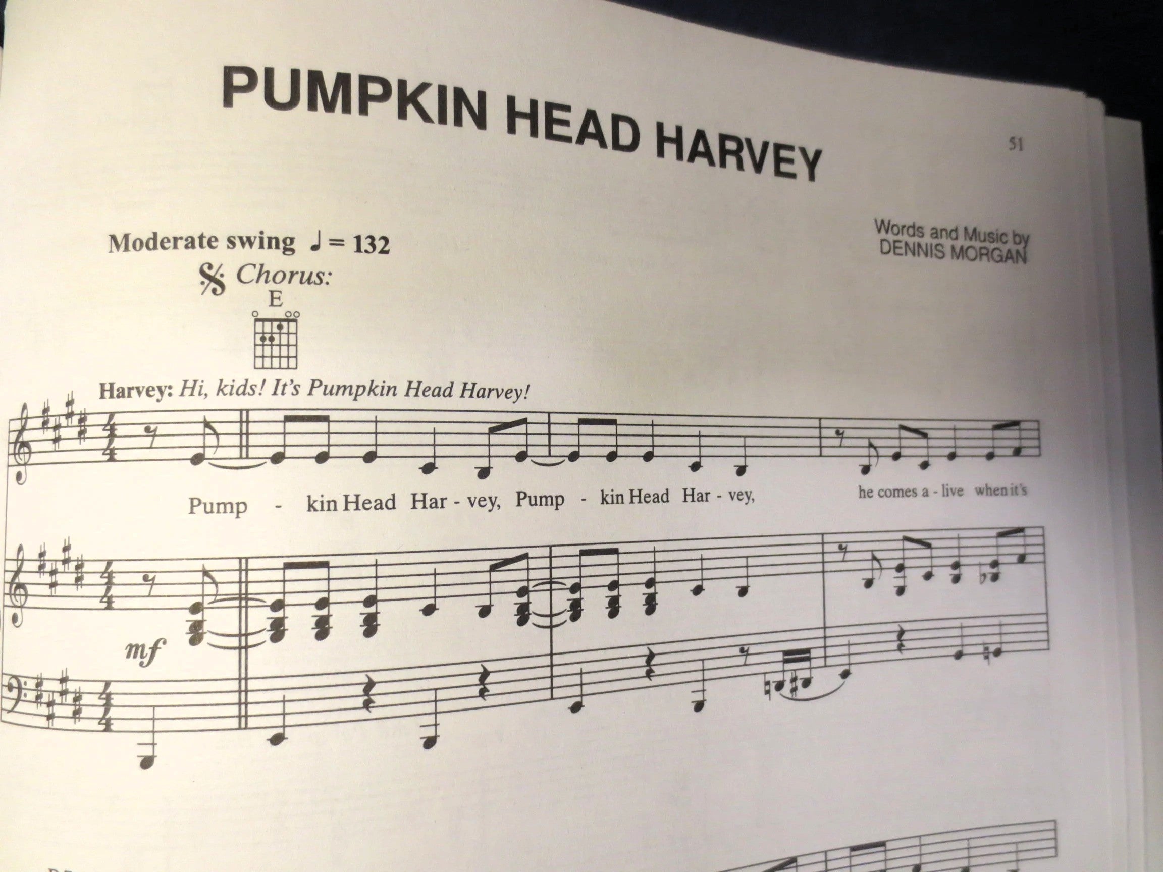 Pumpkin Head Harvey – Pumpkin Head Harvey and 9 More New Fun and Scary Songs (1998) Sheet Music Book