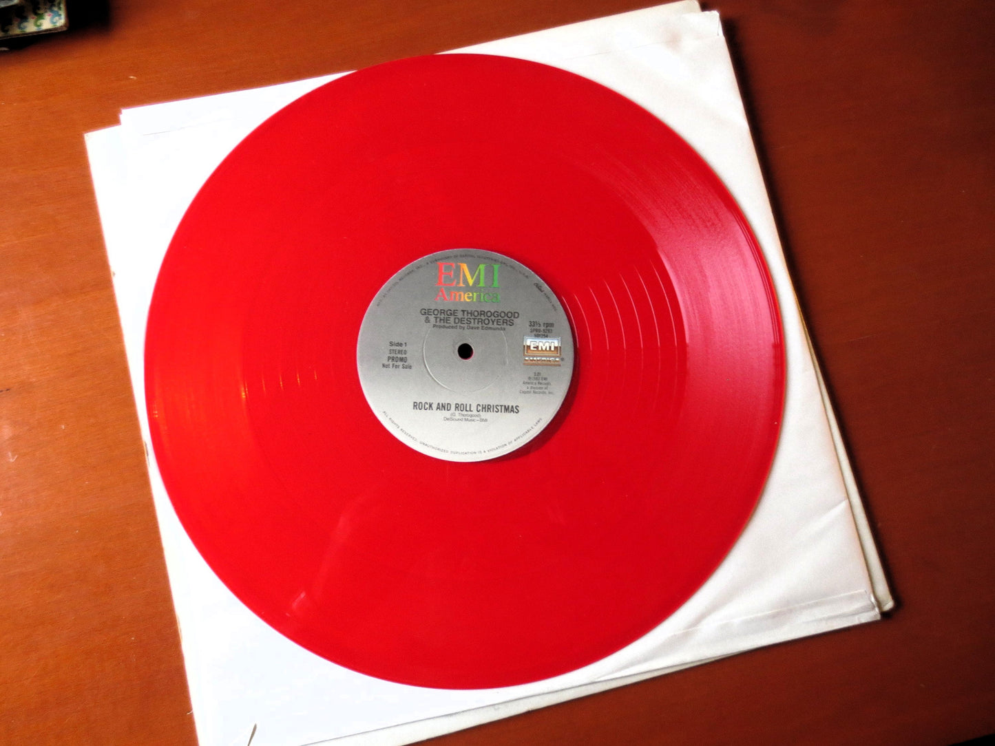 GEORGE THOROGOOD, Rock and Roll Christmas, RED Vinyl, 1983 Promo Copy